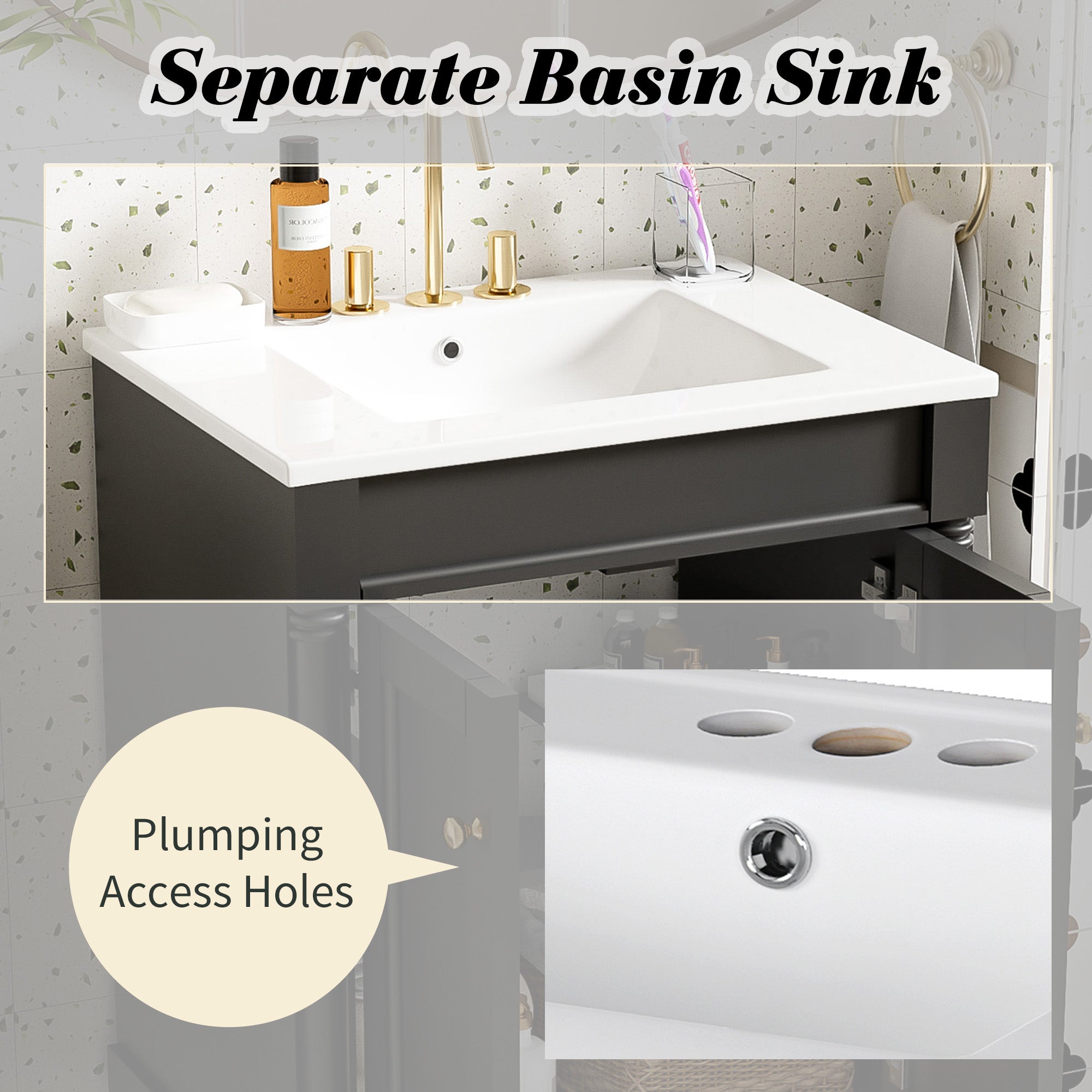 24 inch modern bathroom vanity cabinet interior storage view