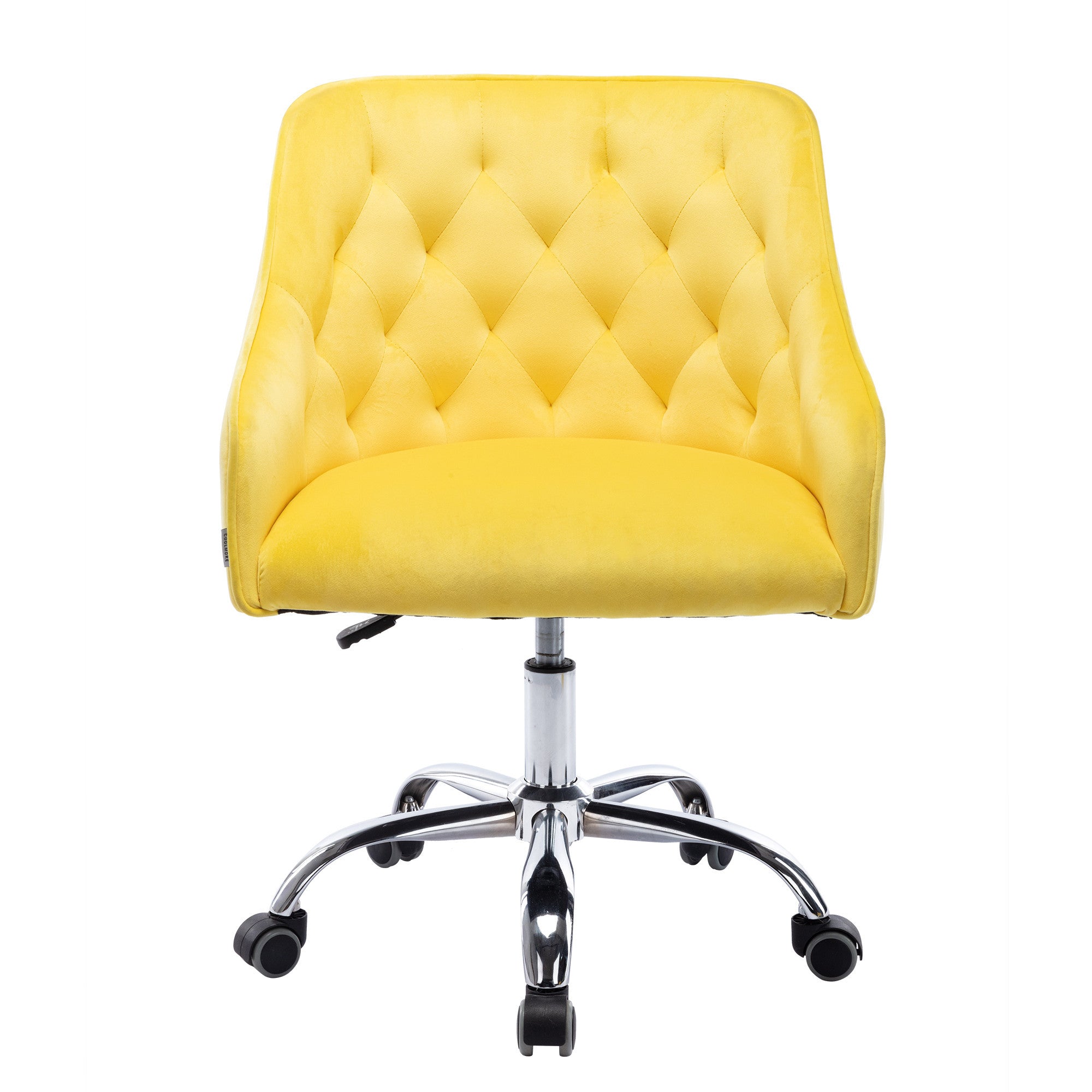COOLMORE Velvet Home Office Desk Chair, Modern Cute Computer Chair, Wheels Swivel Height Adjustable Swivel Task Chair for Home Office (Yellow Velvet)