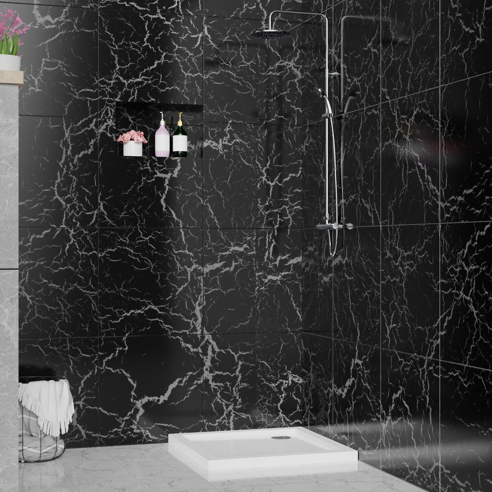 Goodyo 32"x32" in Corner Drain Shower Base White