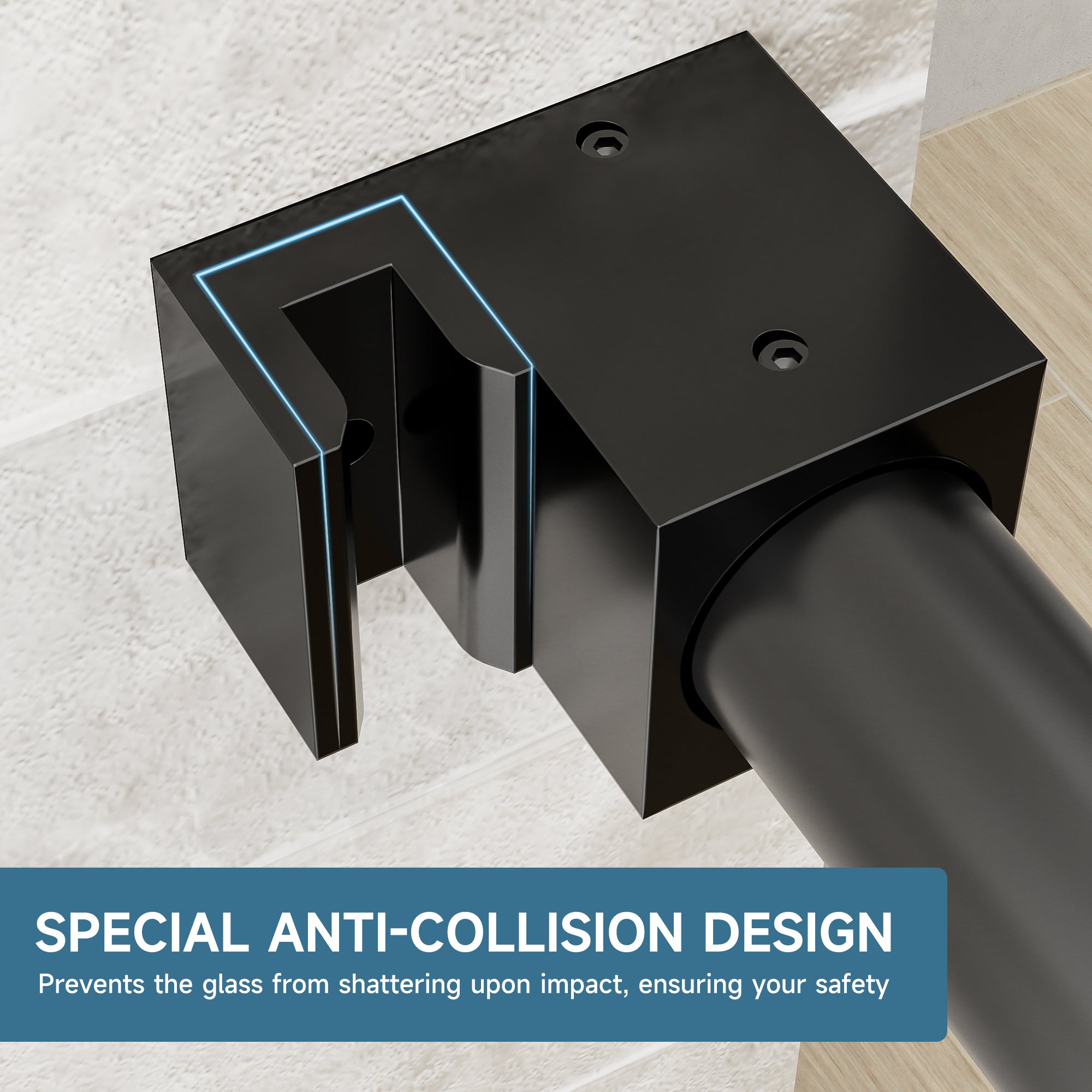 56-60 x 60 in Frameless Single Sliding Bathtub Door - 56-60 x 60 in / Matte Black / 5/16 in Glass view 7