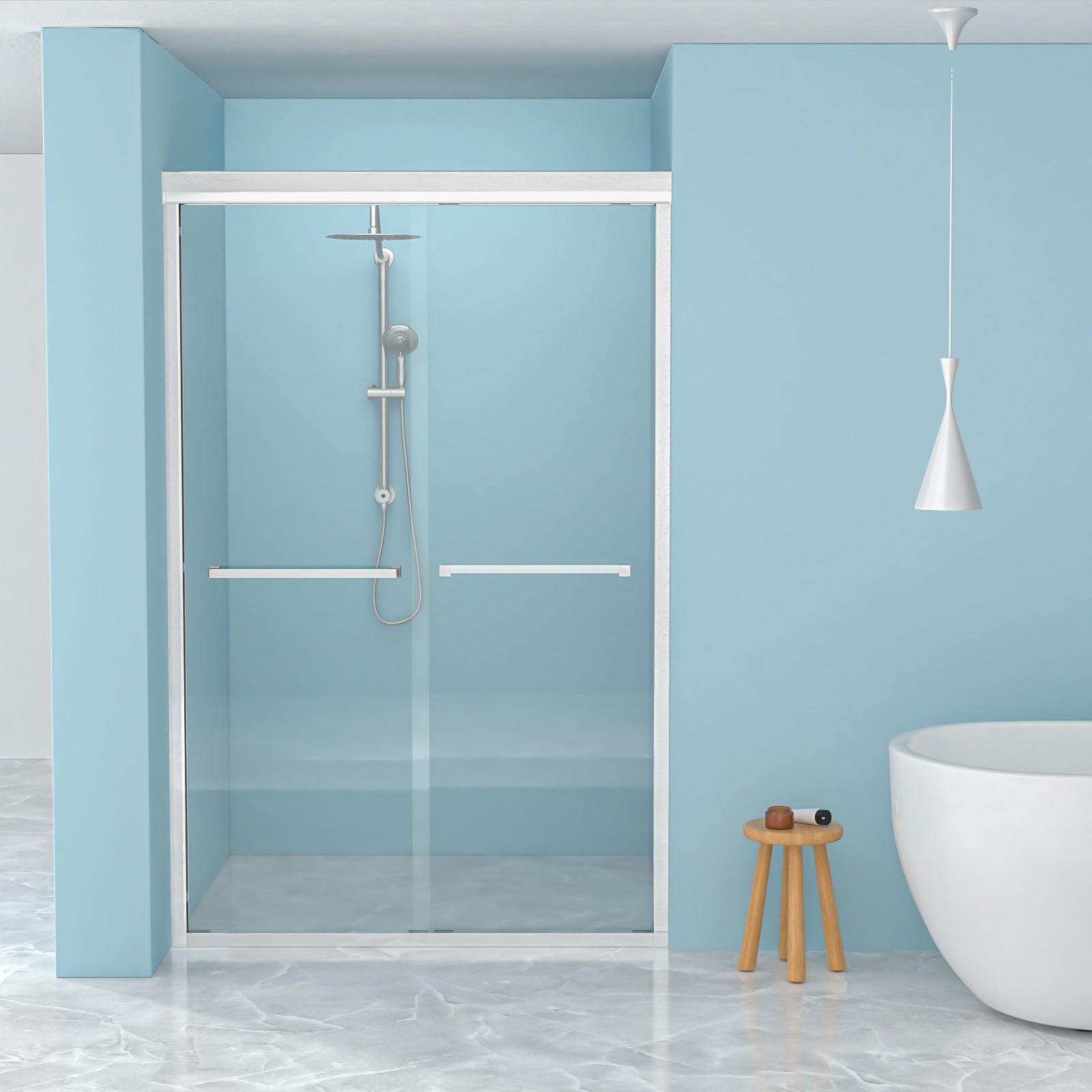 48 x 76 in bypass shower enclosure in Chrome