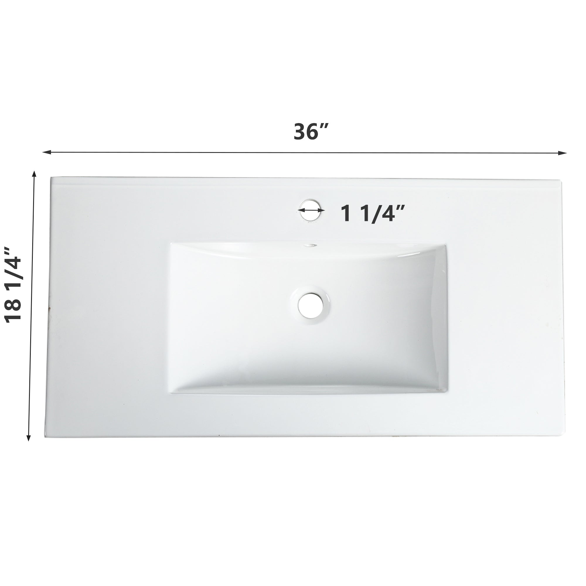 36 Inch Bathroom Ceramic Sink Basin, White