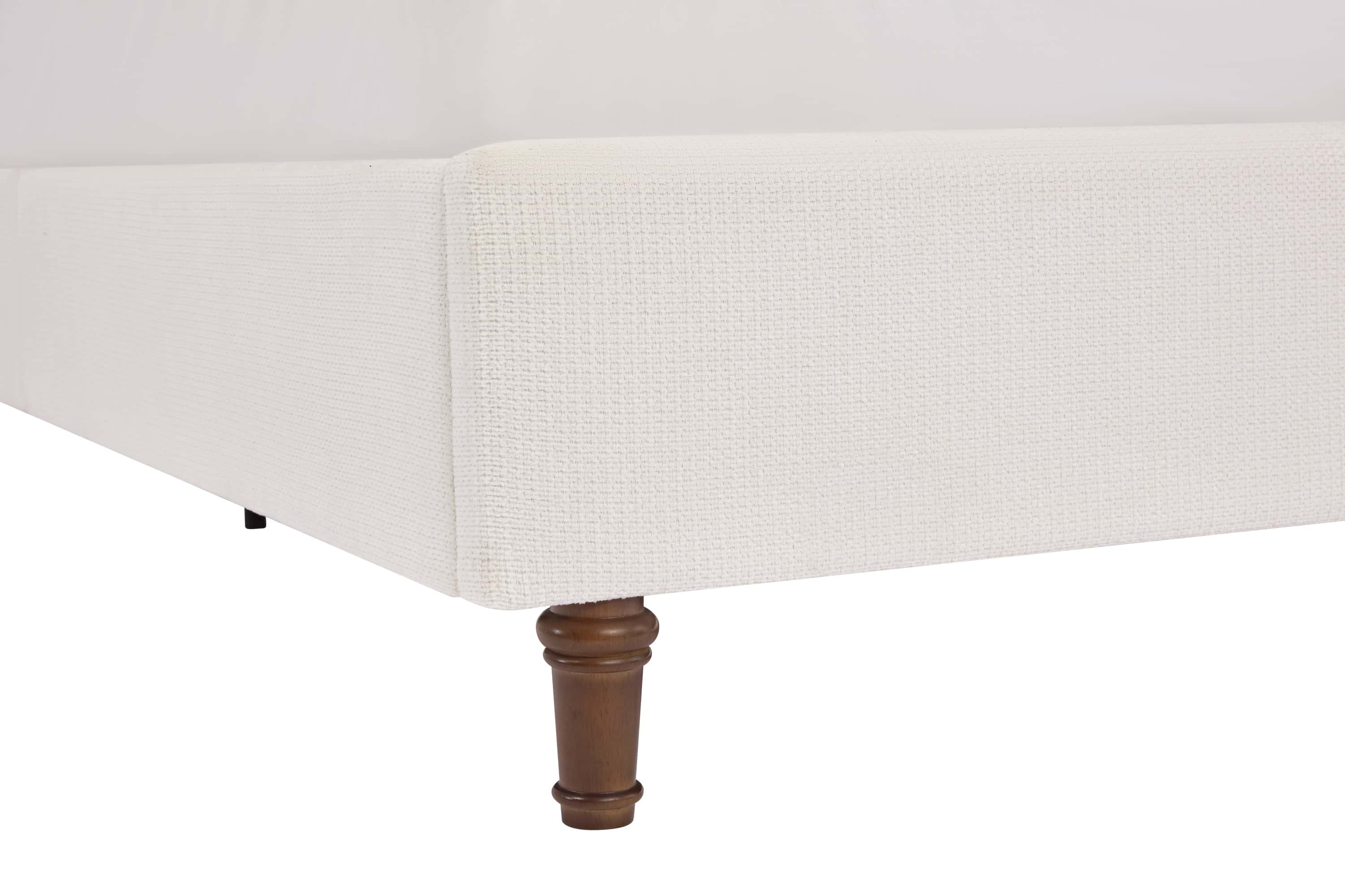 Harper Tall Headboard Upholstered Bed / 54" High Headboard / Elegant Simplicity / No Box Spring Needed / Easy Assembly / Queen / Cream White Chenille
