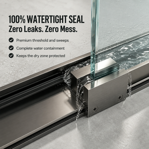 44-60 x 70-76 in Framed Double Sliding Shower Door - 44-48 x 74 in / Gray Glass / Matte Black view 5