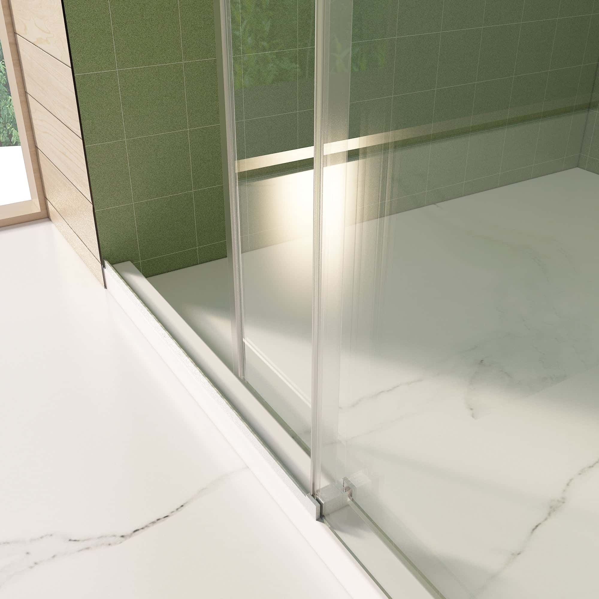 56"-60"W x 70"H Frameless Shower Door, Sliding Shower Door, with Premium 5/16"(8mm) Thick Tempered Glass Shower Enclosure,Double Side Easy Clean Coat,Brushed Nickel Finished With Buffer