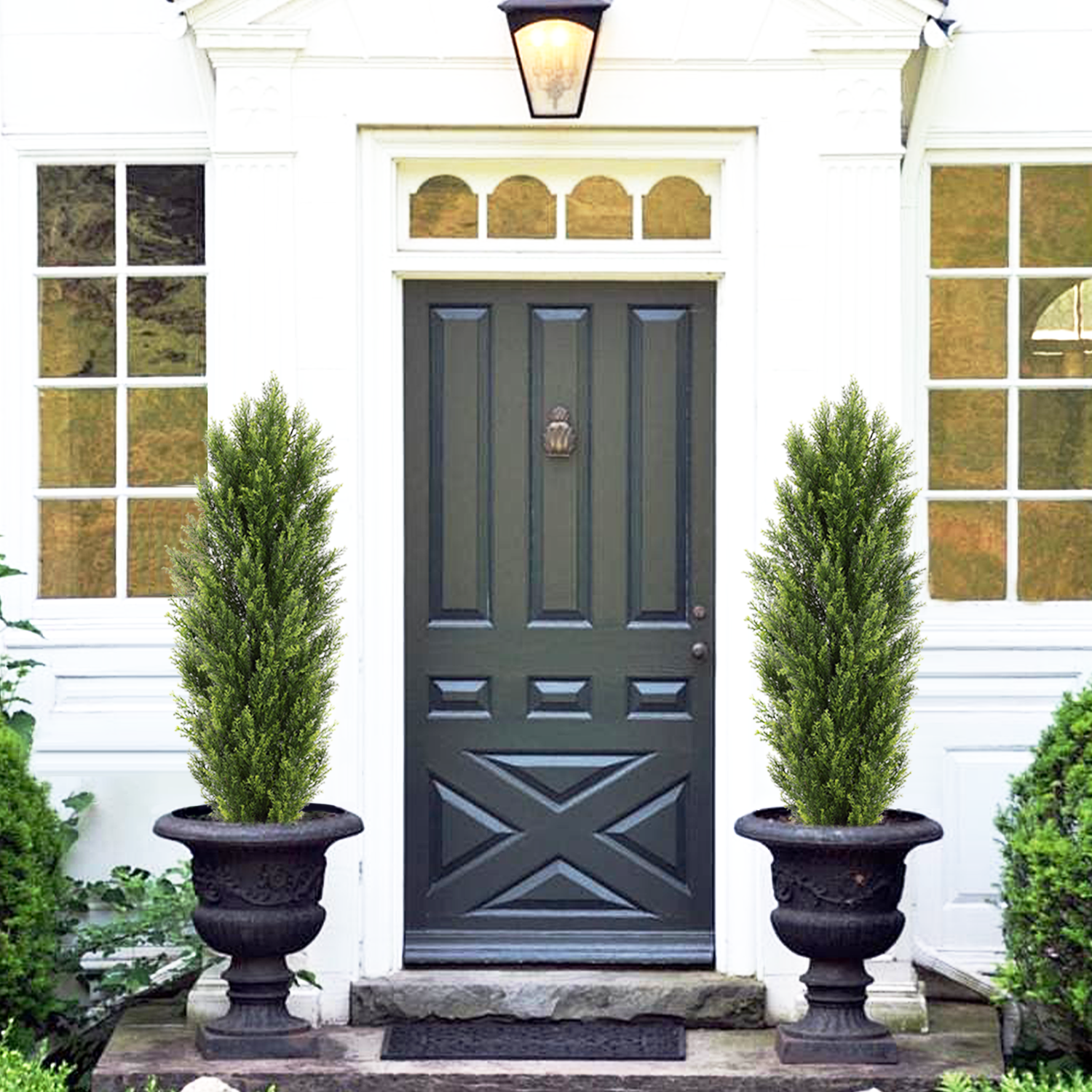 Christmas-like Artificial Cedar Cypress Plants Faux Boxwood Pine Greenery Trees Plantas Artificiales For Decor 2pcs/set