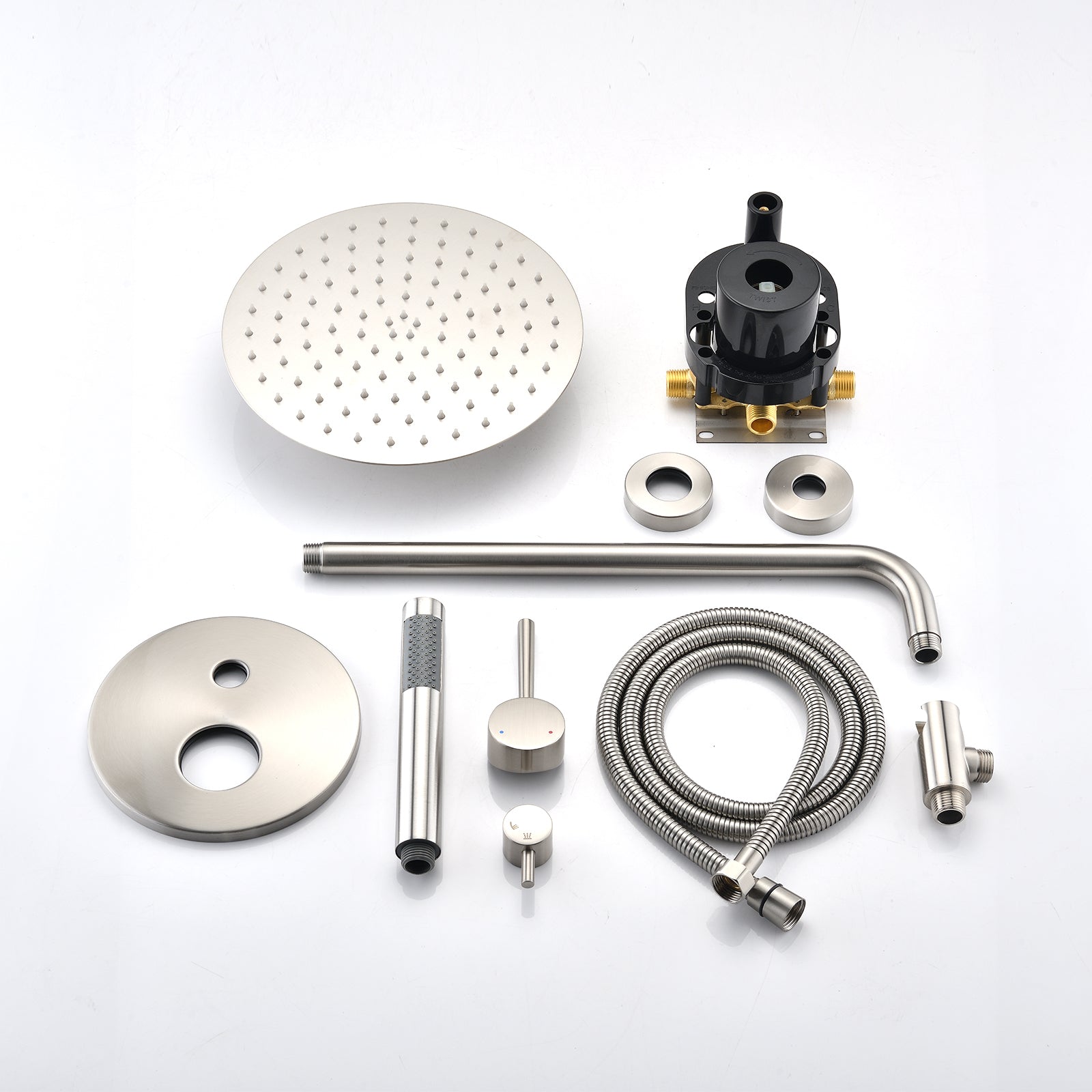 Wall Mounted Round Shower Combo Set with 10" Rain Shower head and Handheld Shower Head Set with Pressure Balancing Valve