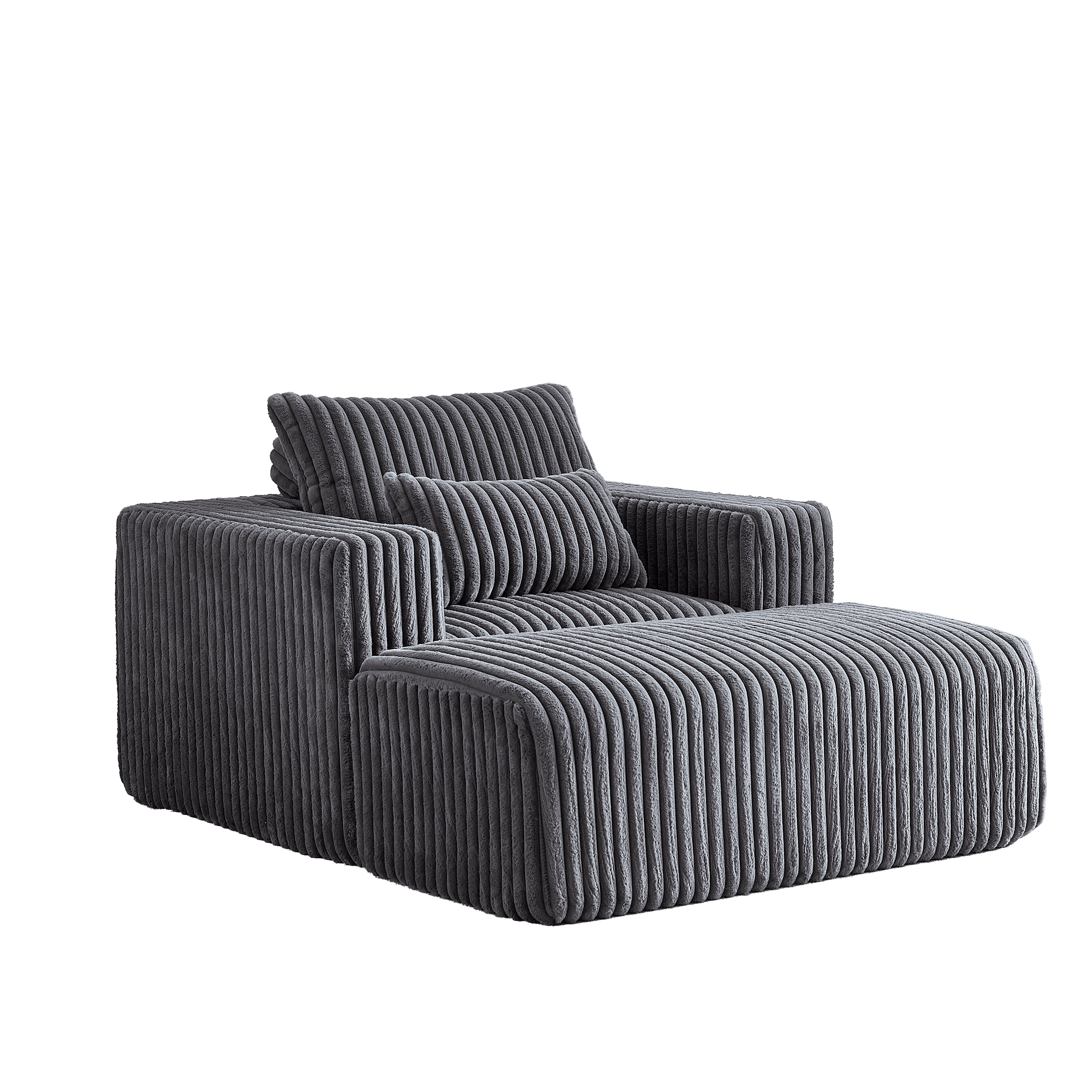 62.5-Inch Corduroy Sponge Sofa Lounge Chair with Removable footrest,No Assembly Required,Fluffy Modern Sleeper Chair for Indoor Living Room Bedroom