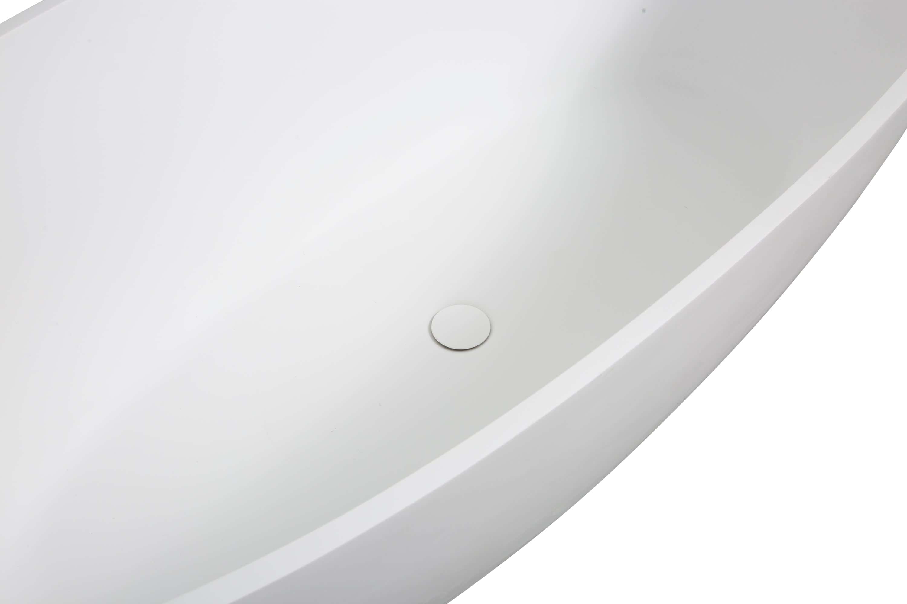 65" Luxury Handcrafted Stone Resin Freestanding Soaking Bathtub with Overflow in Matte White, cUPC Certified - 24S06-65MW