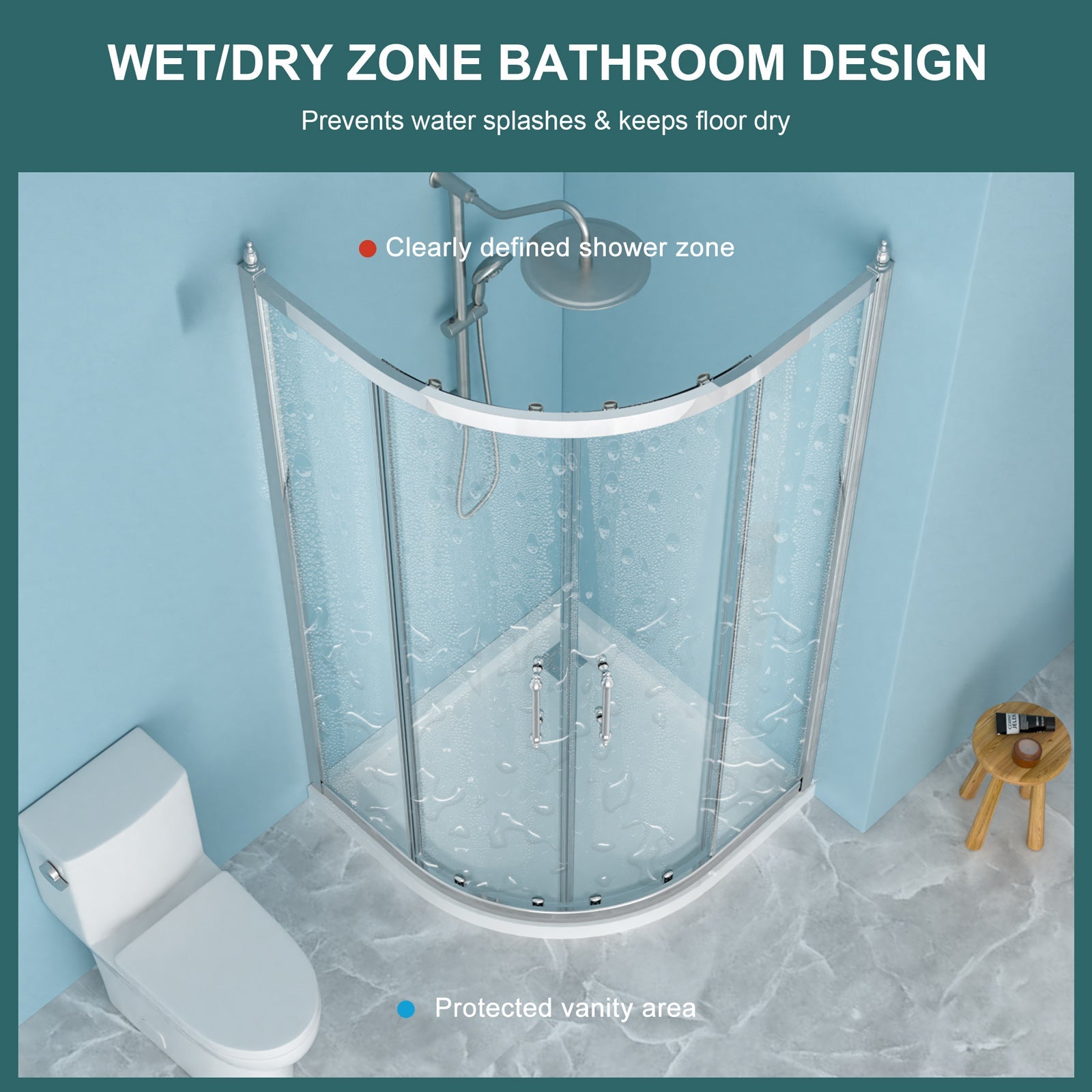 36 x 75 in framed tub enclosure chrome handle detail
