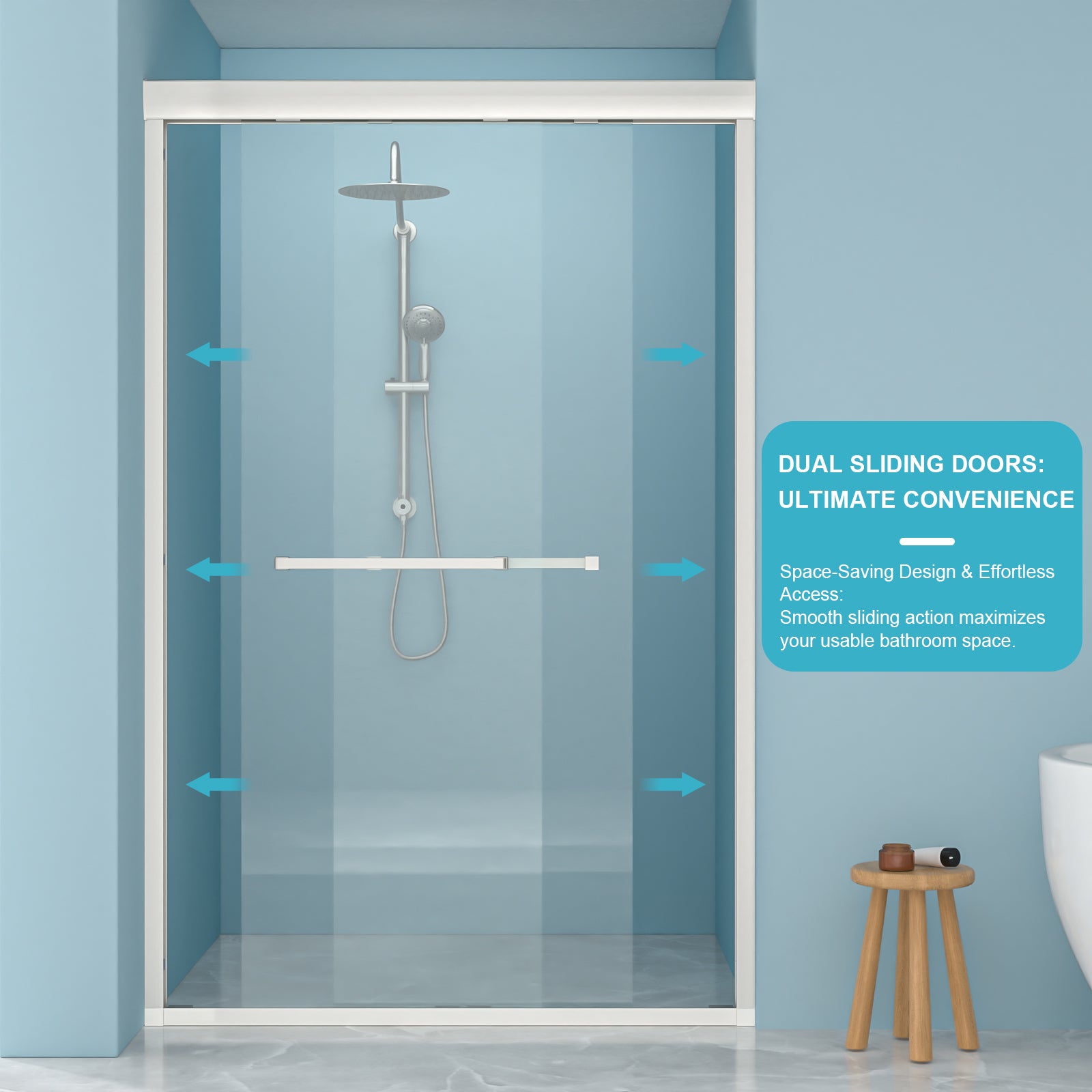 Semi-frameless shower enclosure dimension detail