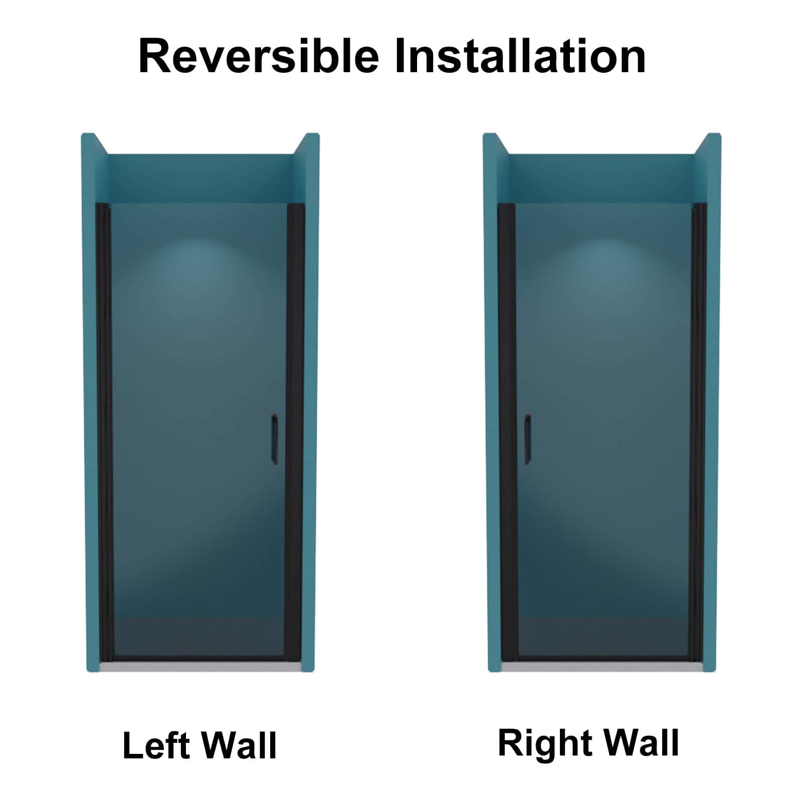 32"-33"W x 72"H Semi-Frameless Pivot Shower Door in Matte Black With Clear Glass