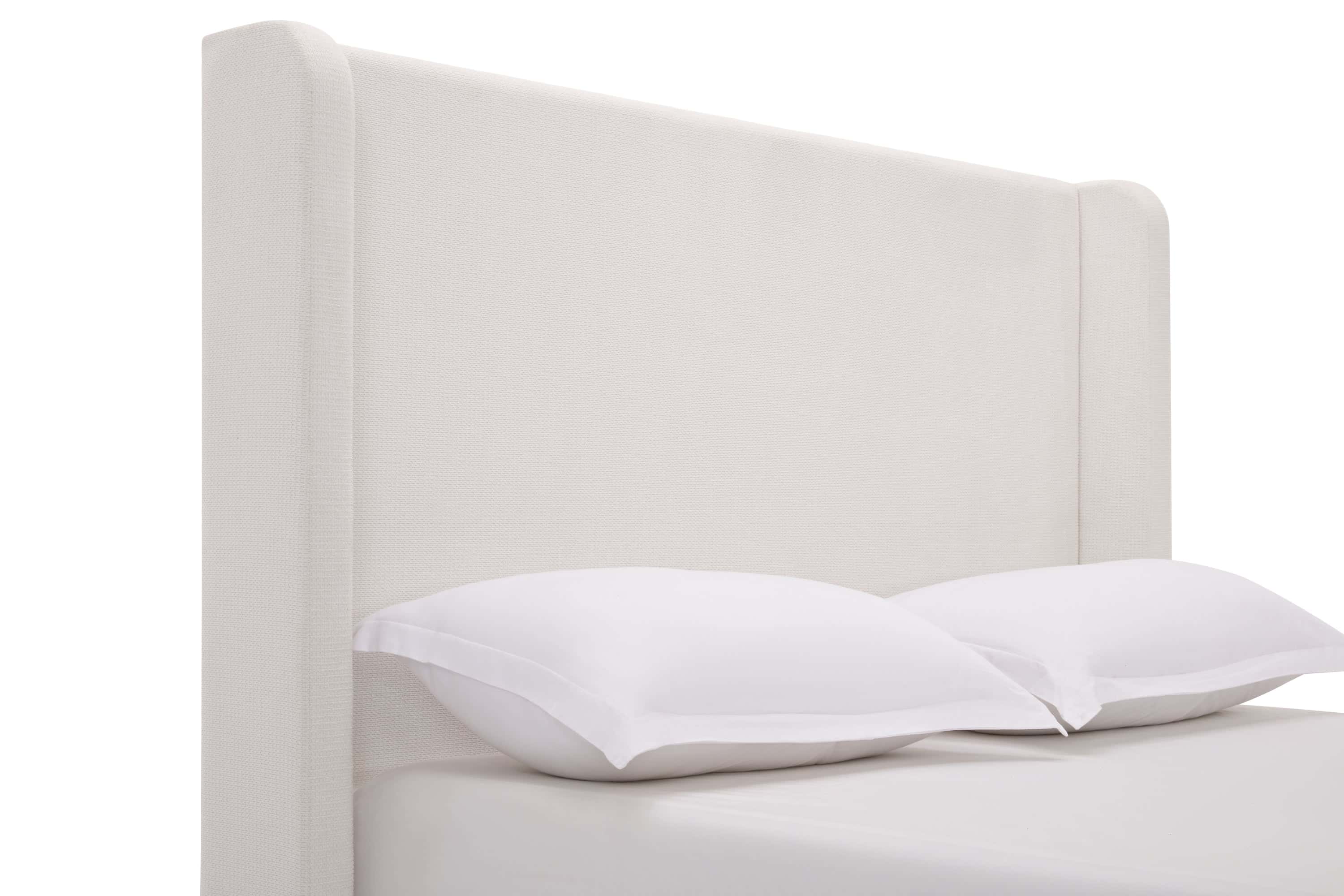 Harper Tall Headboard Upholstered Bed / 54" High Headboard / Elegant Simplicity / No Box Spring Needed / Easy Assembly / Queen / Cream White Chenille