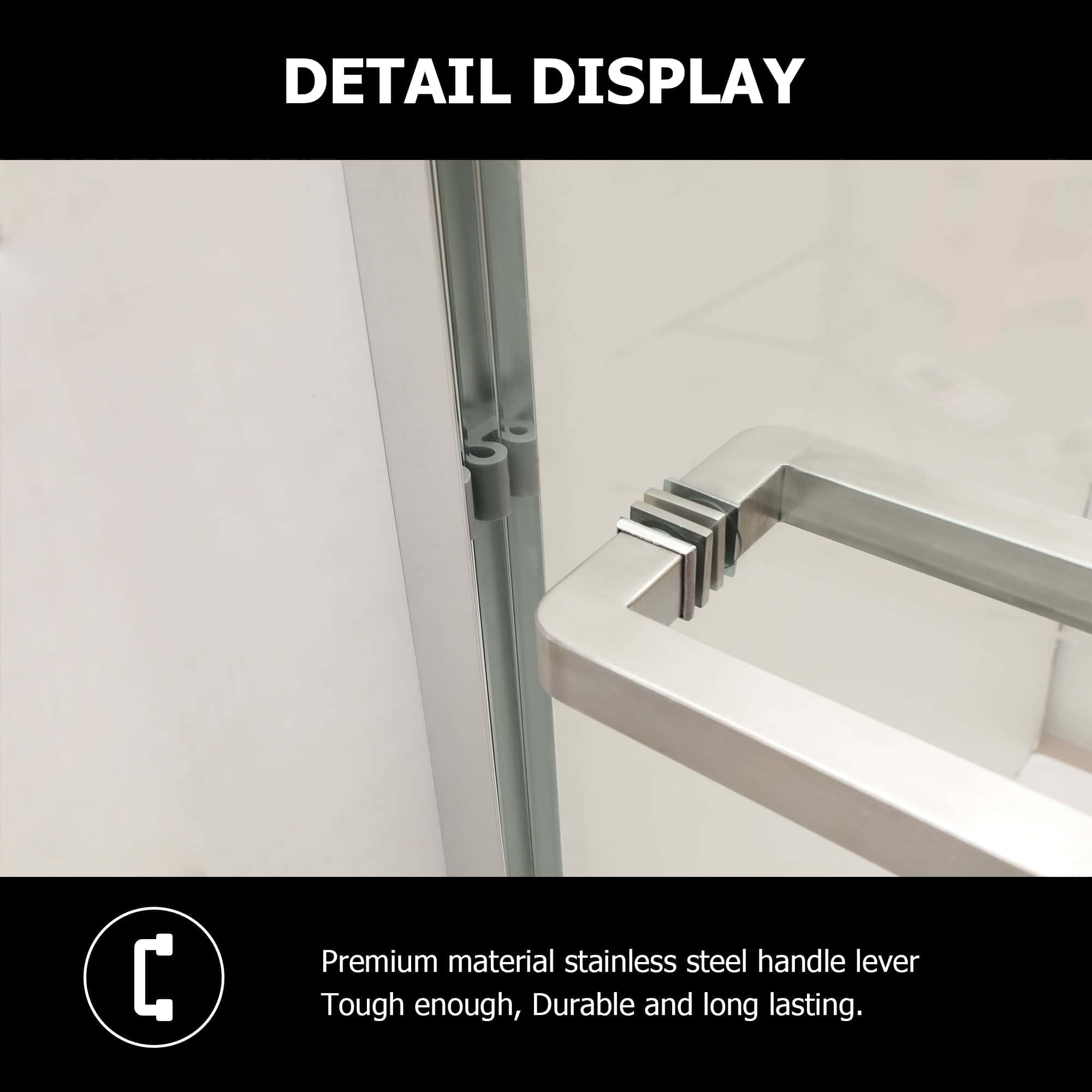 Shower Door 48" W x 76"H Semi-Frameless Bypass Sliding Shower Enclosure, Chrome