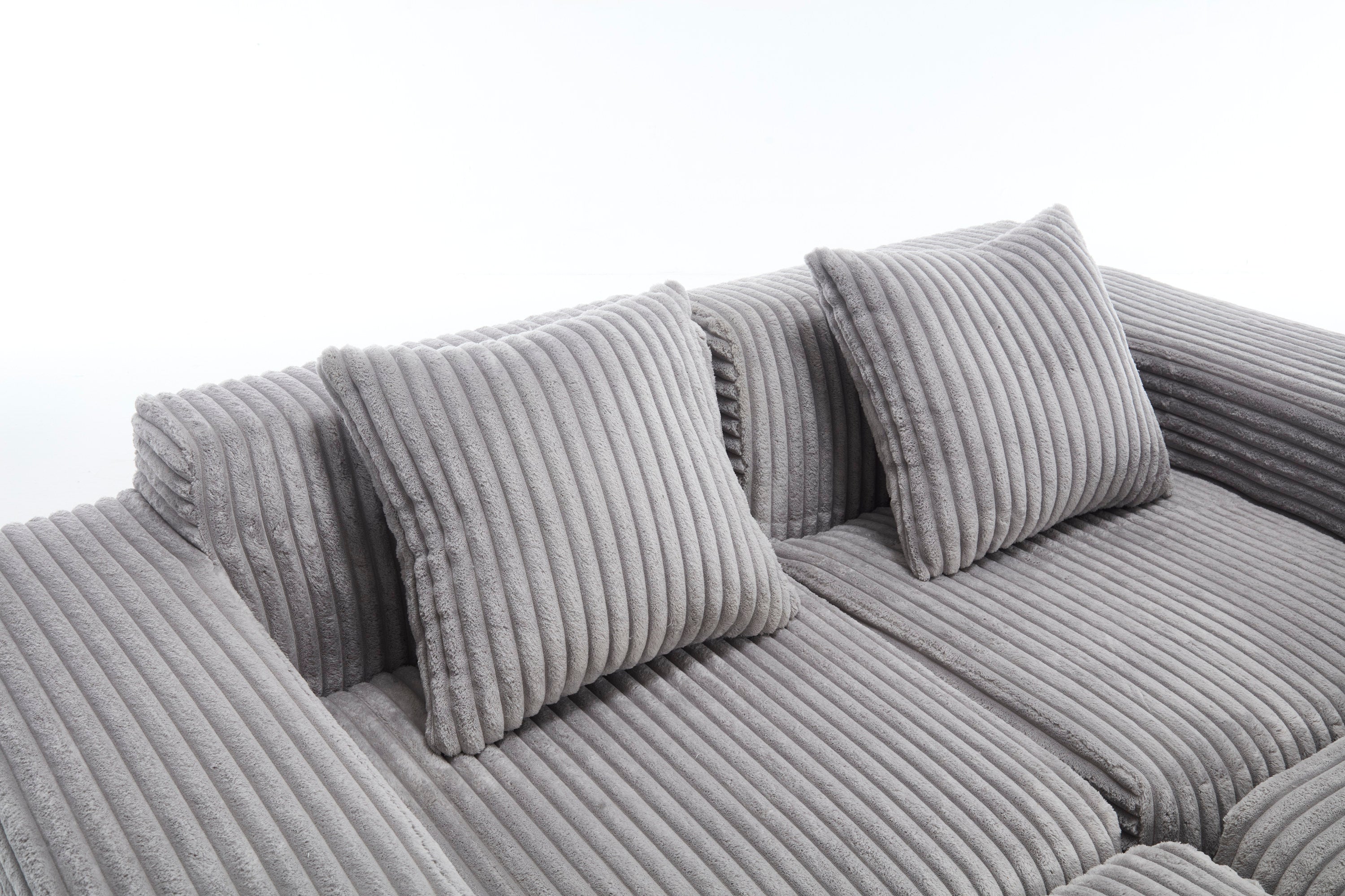 Modern Minimalist Modular Sectional Sofa,  L-Shape Upholstered Cloud Couch with Deep Seats, Right Facing Chaise for Living Room-Light Gray