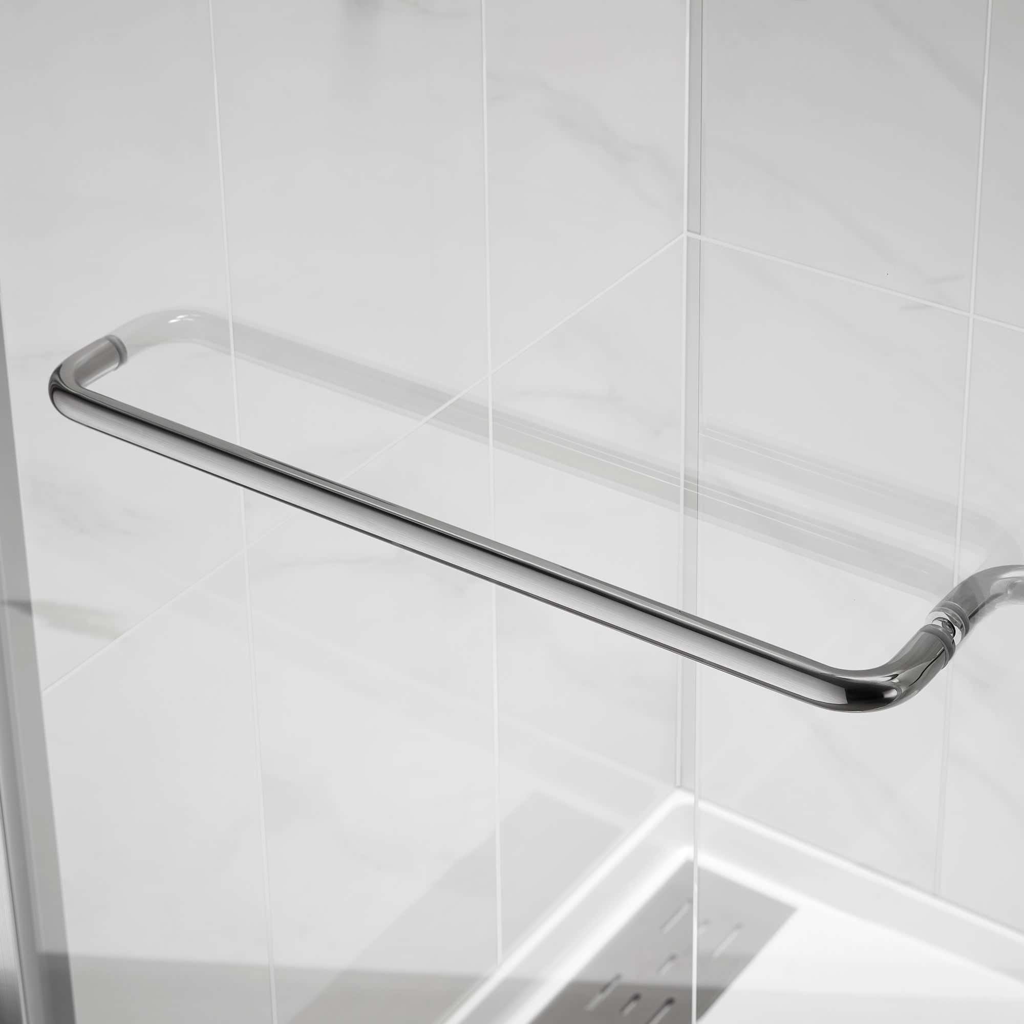 Framed Sliding Shower Door 56"-60"W x 75"H, Bypass Double Sliding Glass Door with 1/4"(6mm) Clear Glass, Brushed Nickel Finish
