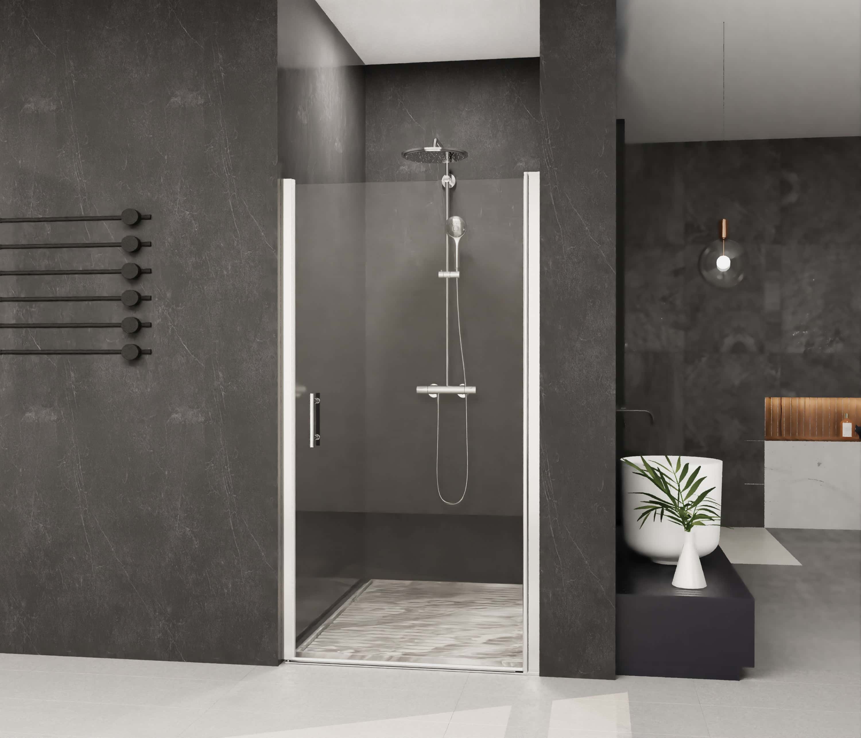 Frameless Glass Shower Screen 35"W x 72"H with 1/4"(6mm) Clear Tempered Glass, Chrome,Shower door