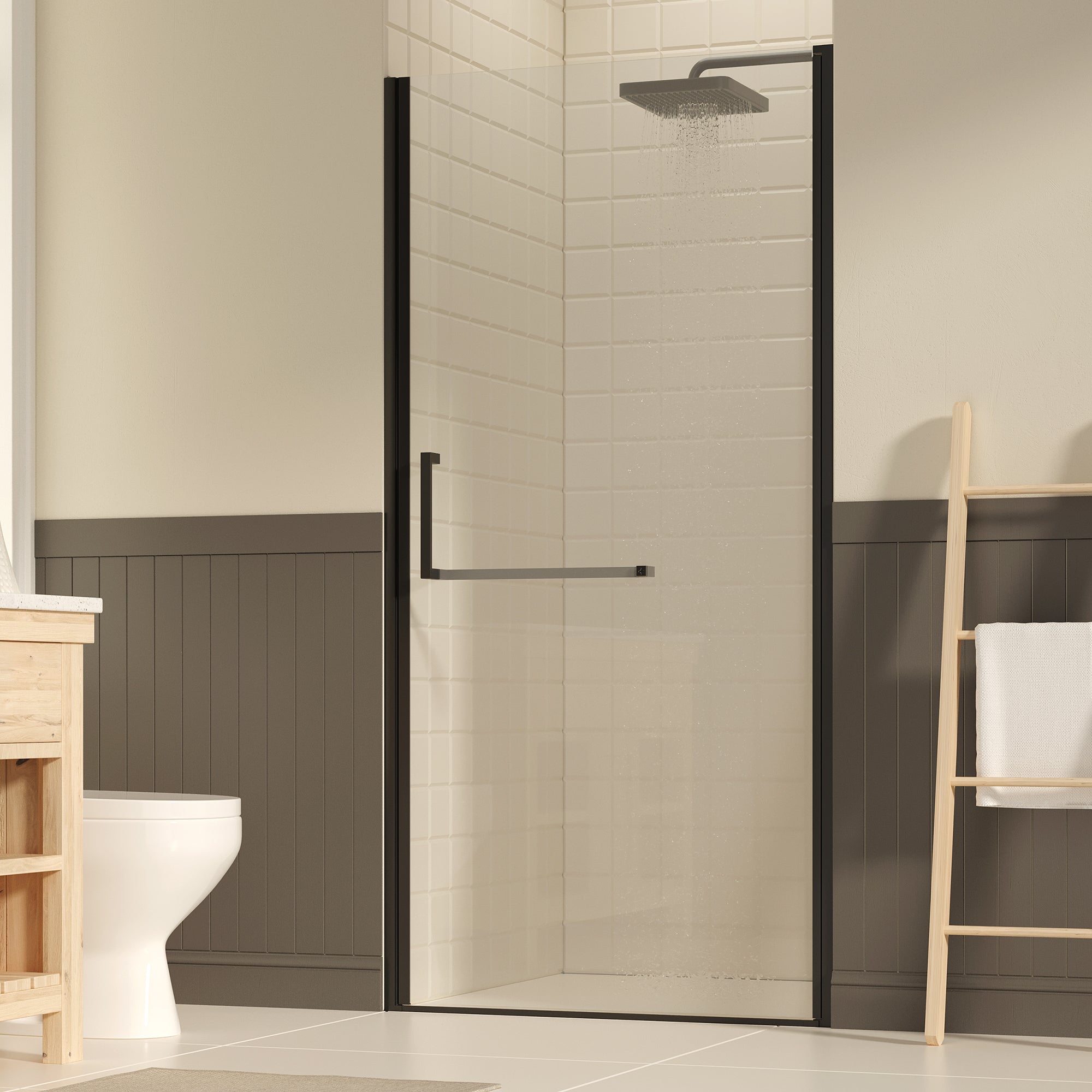 35-36 x 72 in Frameless Pivot Shower Door - 35-36 x 72 in / Matte Black view 1