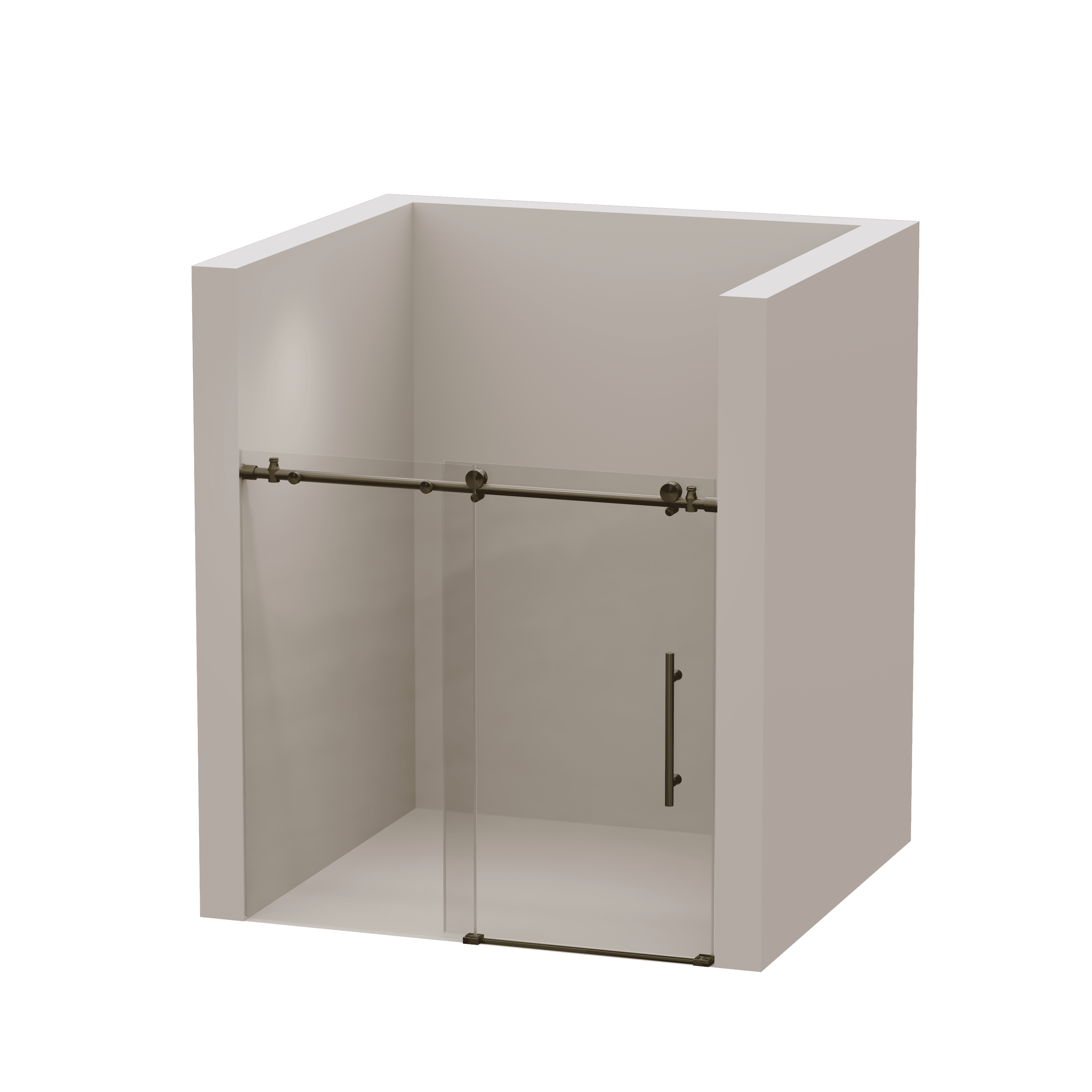 Frameless Sliding Glass Shower Door 60 "W x 60" H, 5/16 "(8 mm) Clear Tempered Glass, Brushed Gold Single Sliding Door, Reversible Left and Right