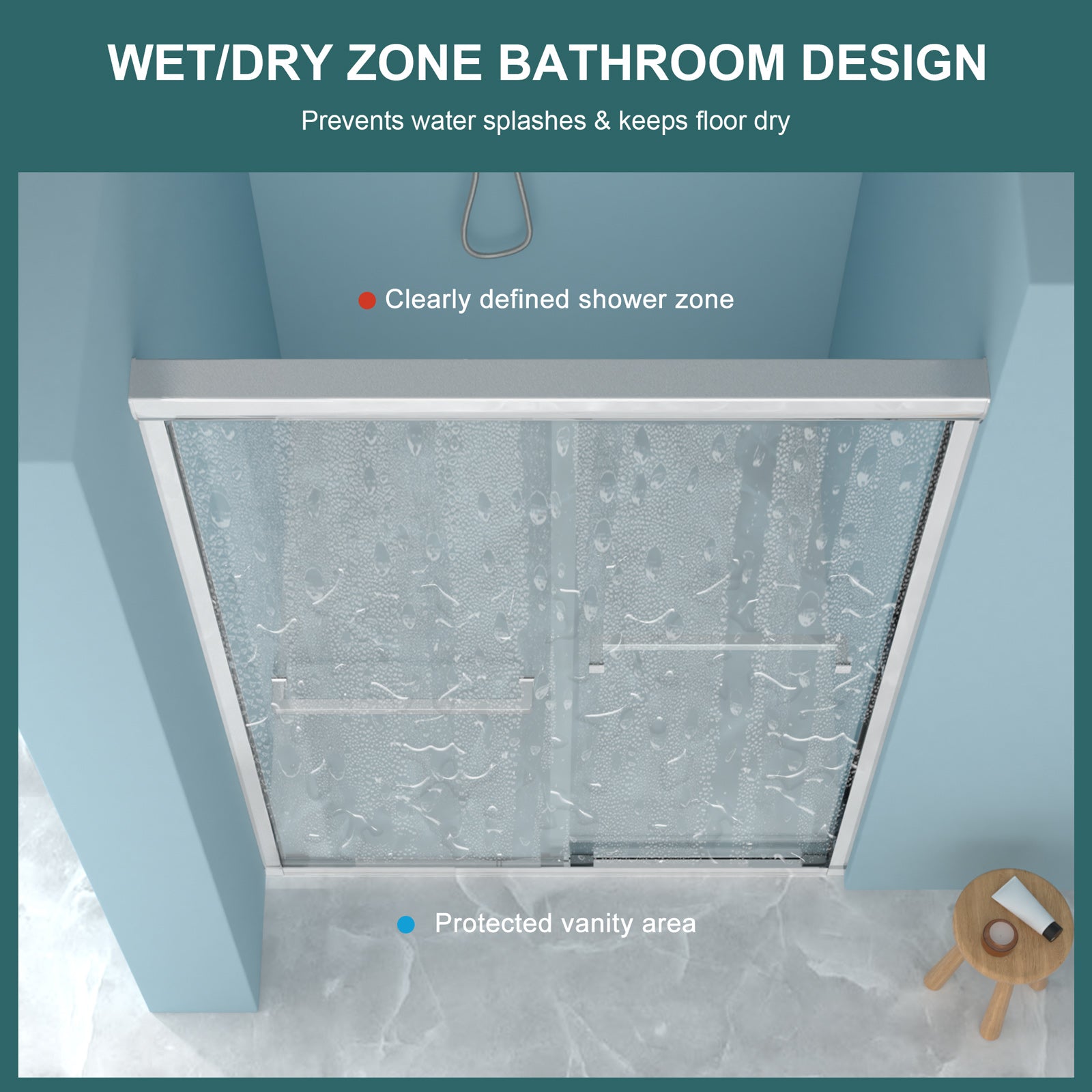 Bypass shower enclosure hardware detail