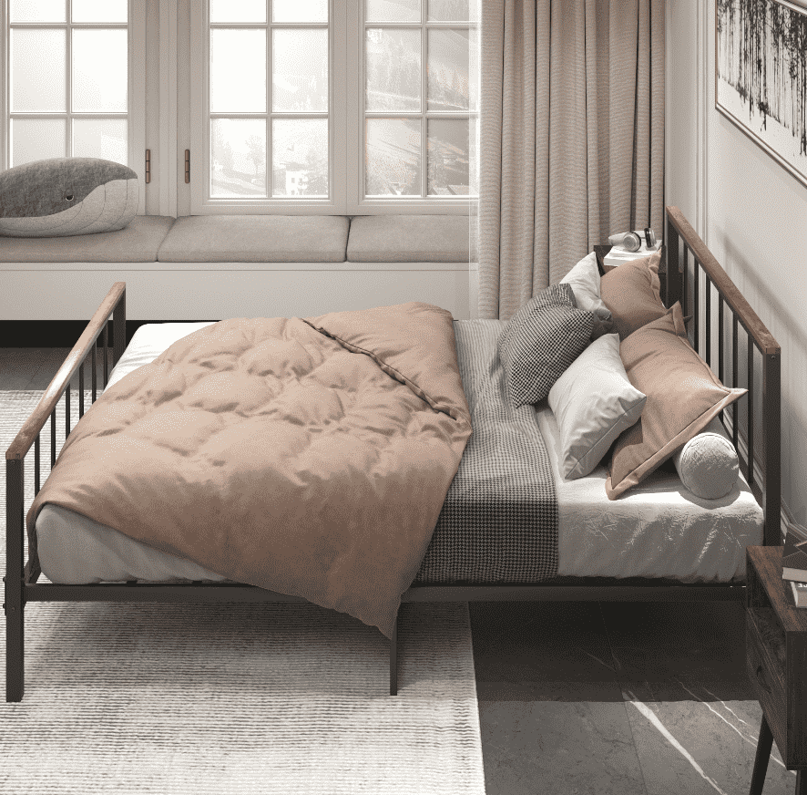 Metal Platform Bed frame with Headboard and Footboard,Sturdy Metal Frame,No Box Spring Needed(Queen)