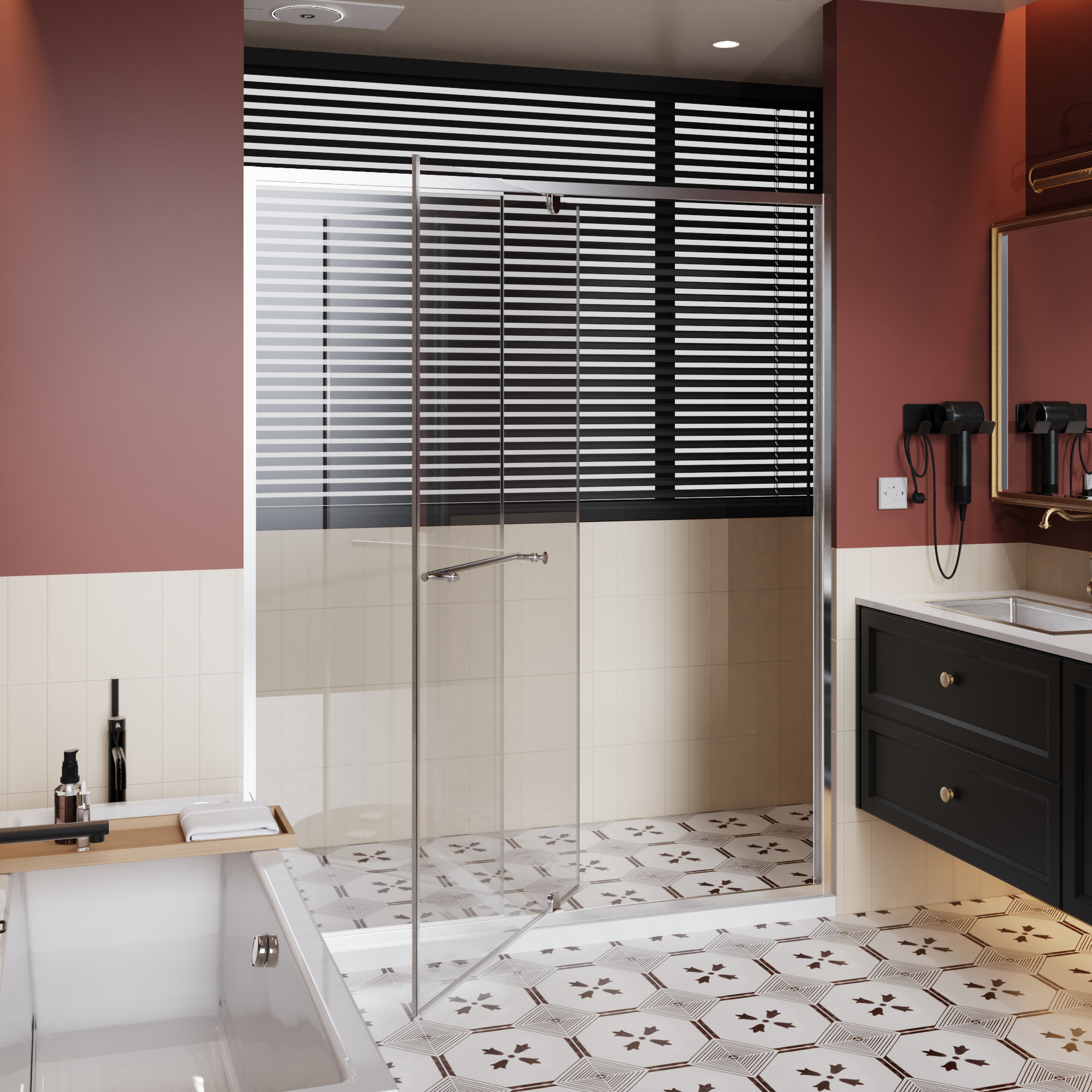 56-60 x 72 in Pivot Shower Door - 56-60 x 72 in / Chrome view 2