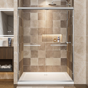 50-60 x 72 in Chrome Aluminum Double Sliding Shower Door - 50-54 x 72 in / Chrome view 2