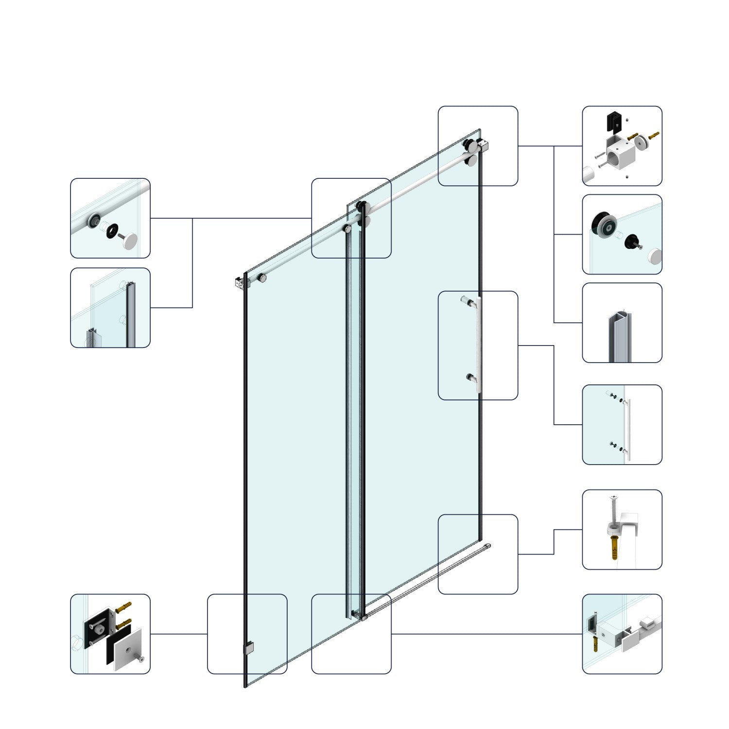 60 x 79 in Fixed and Sliding Round-Tube Shower Door - 60 x 79 in / Matte Black view 2