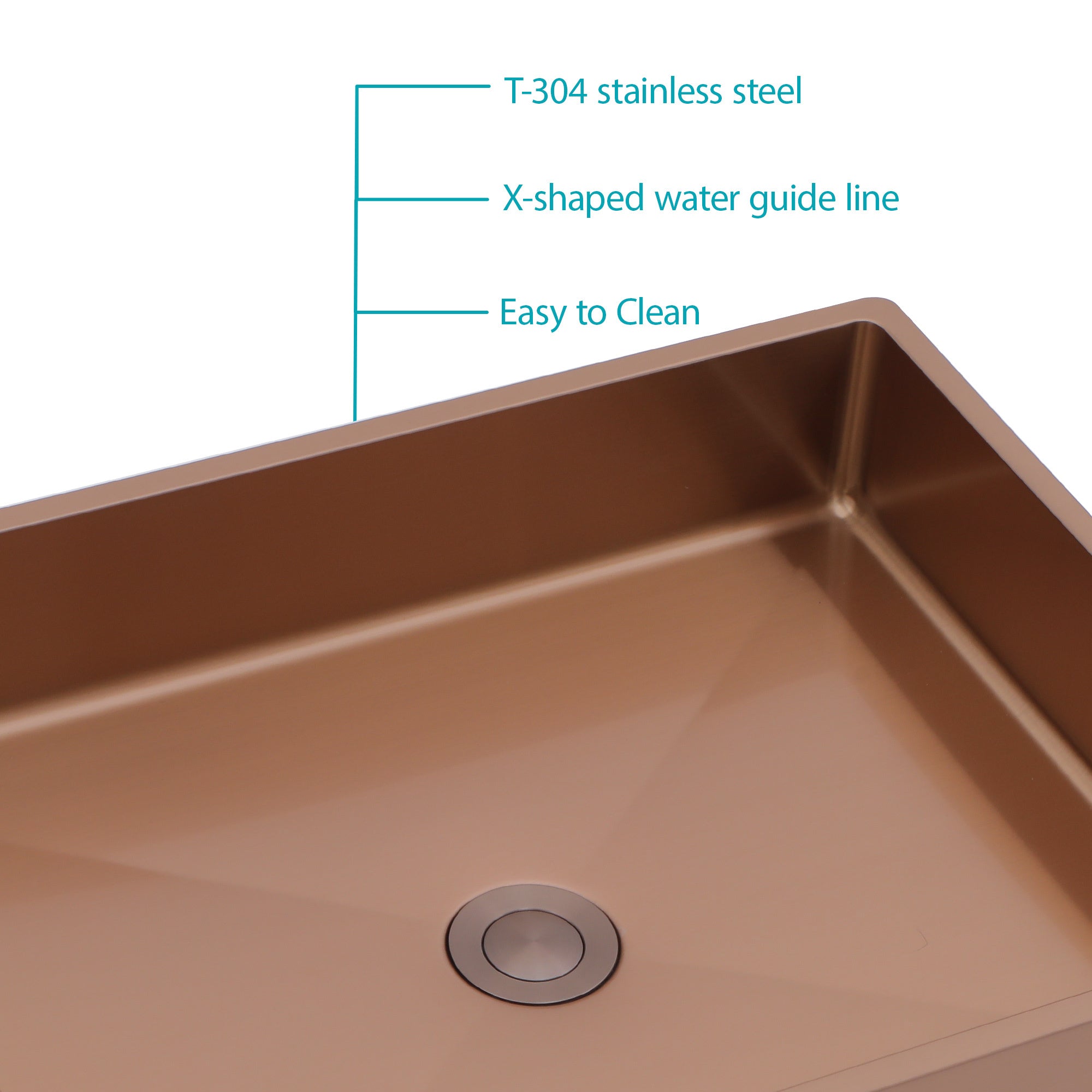 19"x15" Rose Gold Stainless Steel Bathroom Sink with Pop Up Drain