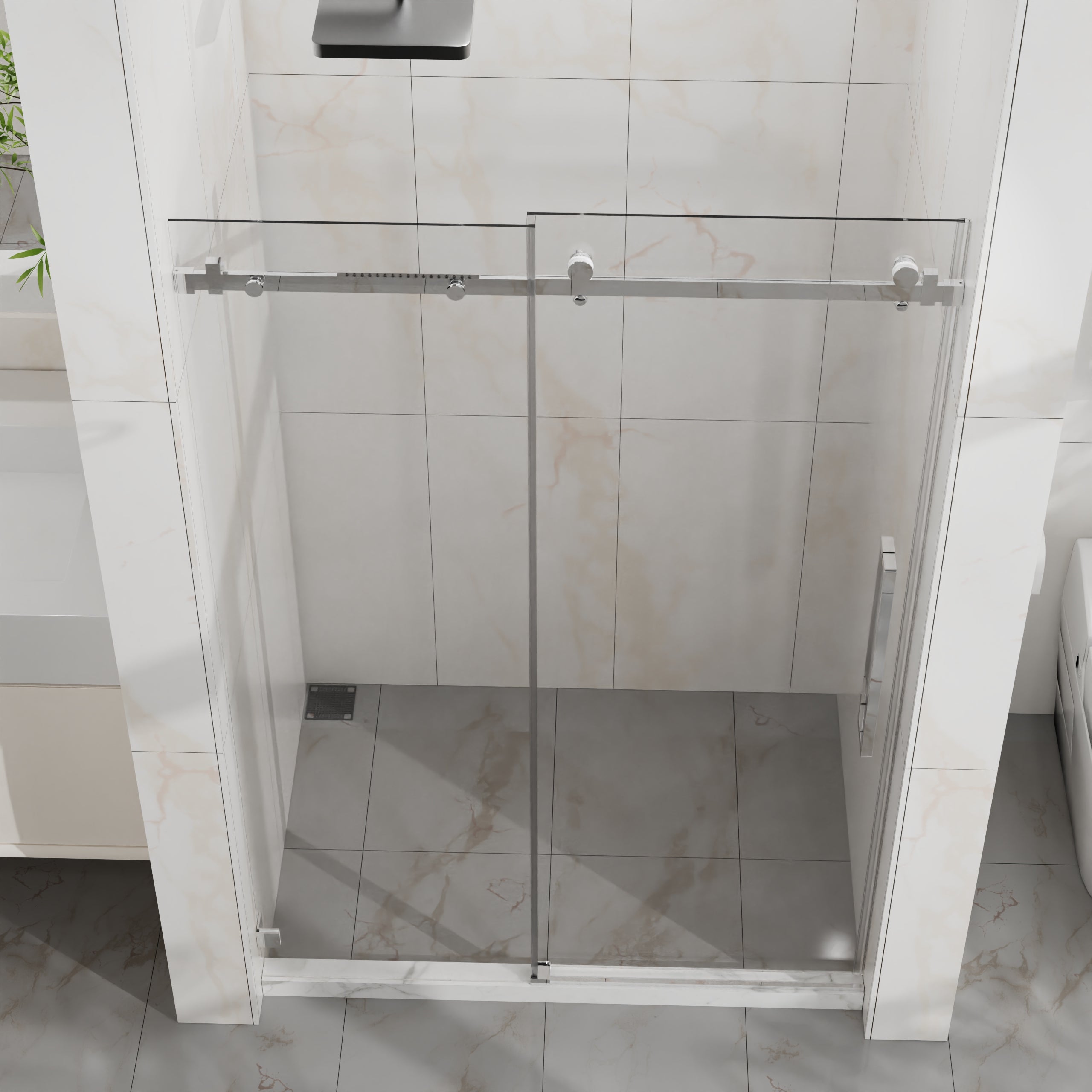 48 x 72 in Frameless Sliding Shower Door - 48 x 72 in / Chrome view 2