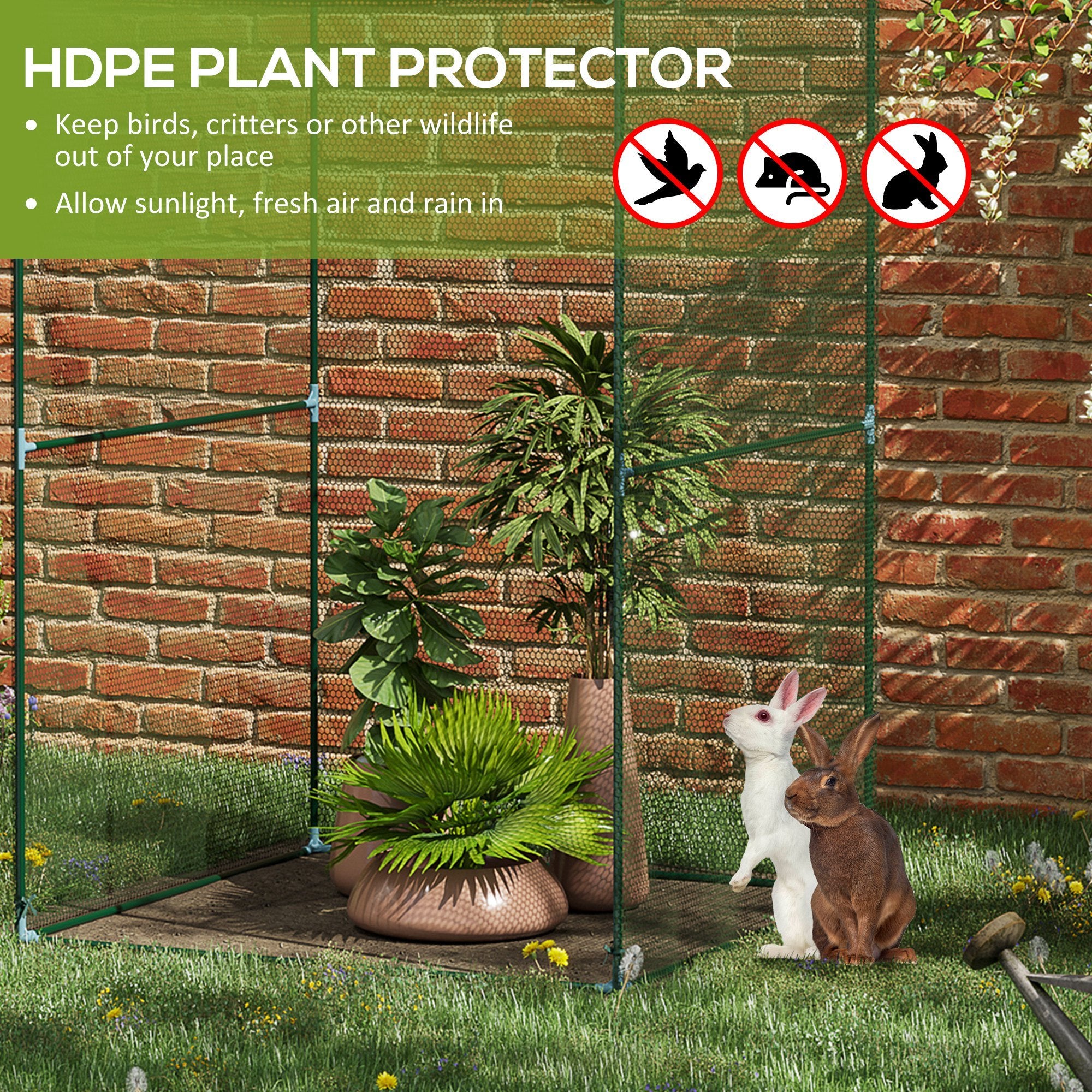 Outsunny 4' x 4' Crop Cage, Plant Protection Tent with Zippered Doors for Vegetable Garden, Backyard, Green