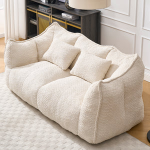 Two-person square beanbag recliner chair with foam core, front view