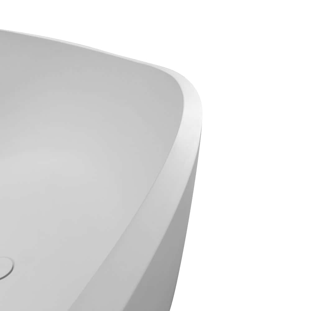 63" Luxury Handcrafted Stone Resin Freestanding Soaking Bathtub with Overflow in Matte White, cUPC Certified - 24S05-63MW