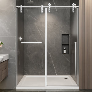 44-48 x 76 in Frameless Sliding Shower Door - 44-48 x 76 in / Brushed Nickel view 1