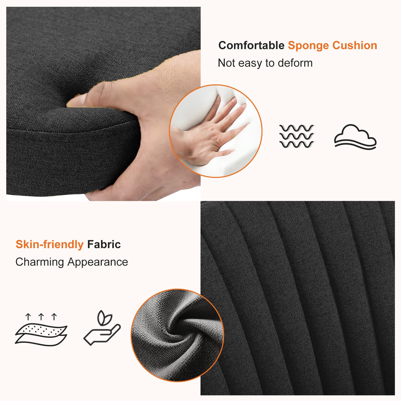 Sweetcrispy Armless Home Office Desk Chair with Wheels Adjustable Swivel Task Computer Vanity Chair for Small Spaces