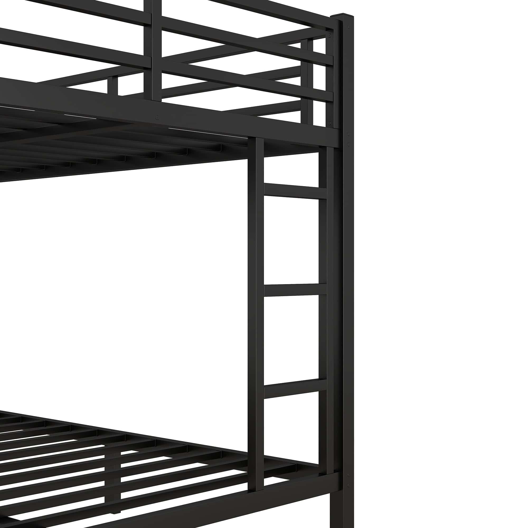 Metal Full XL over King Bunk Bed for Teens and Adults,Space-Saving/Noise Reduced/No Box Spring Needed, Black