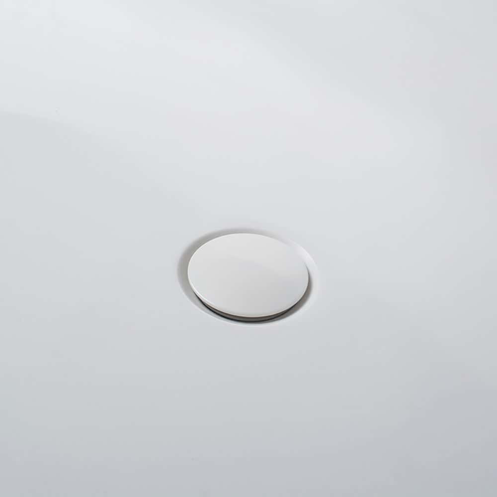 63" Freestanding Solid Surface Bathtub, Luxury Engineered Stone Resin Freestanding Soaking Bathtub with Overflow and Pop-up Drain for Contemporary Bathroom, Matte White 24S05-63MW