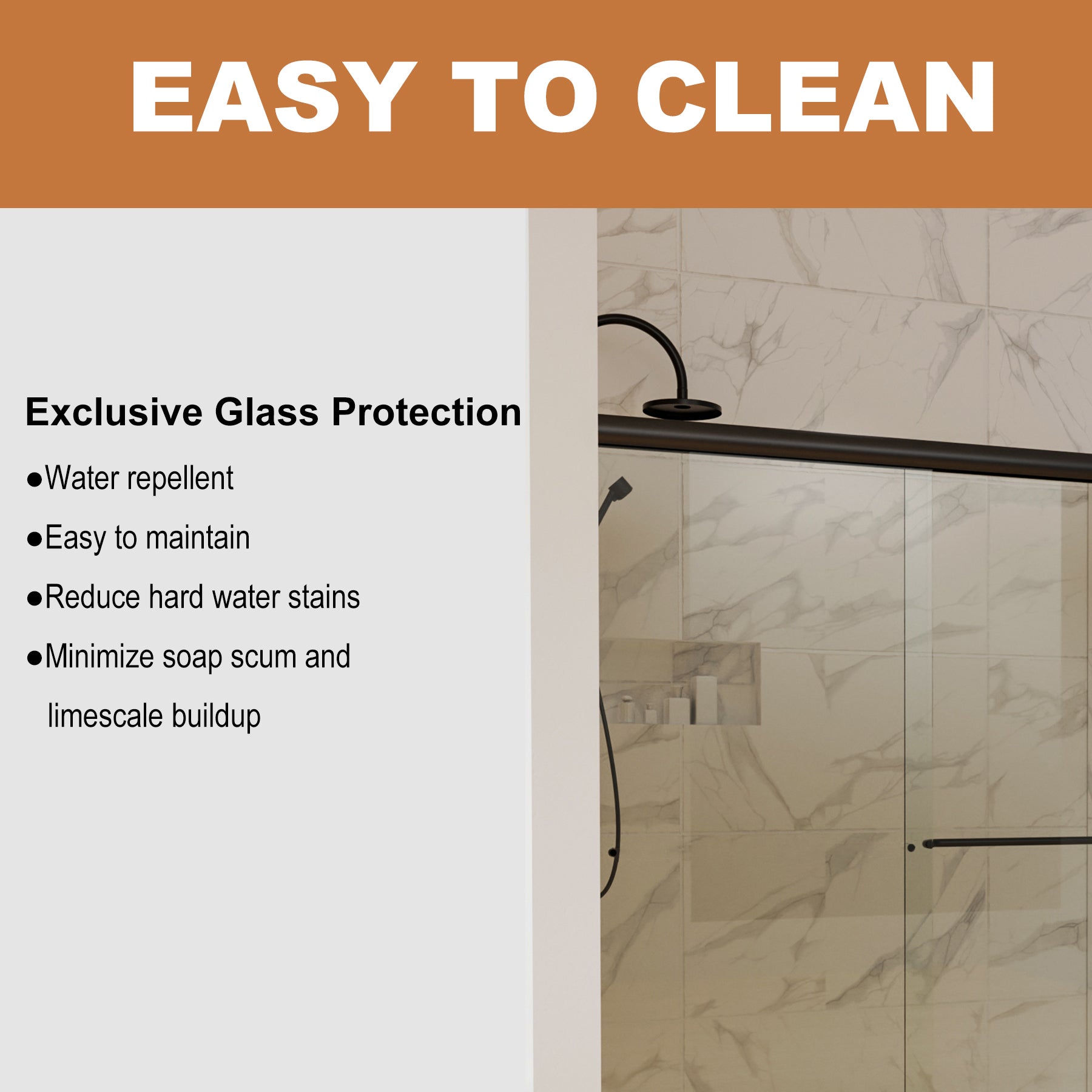 60 in. x 70 in. Traditional Sliding Shower Door in Matte black with Clear Glass