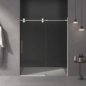 Frameless sliding shower door 56-60 inch chrome finish front view