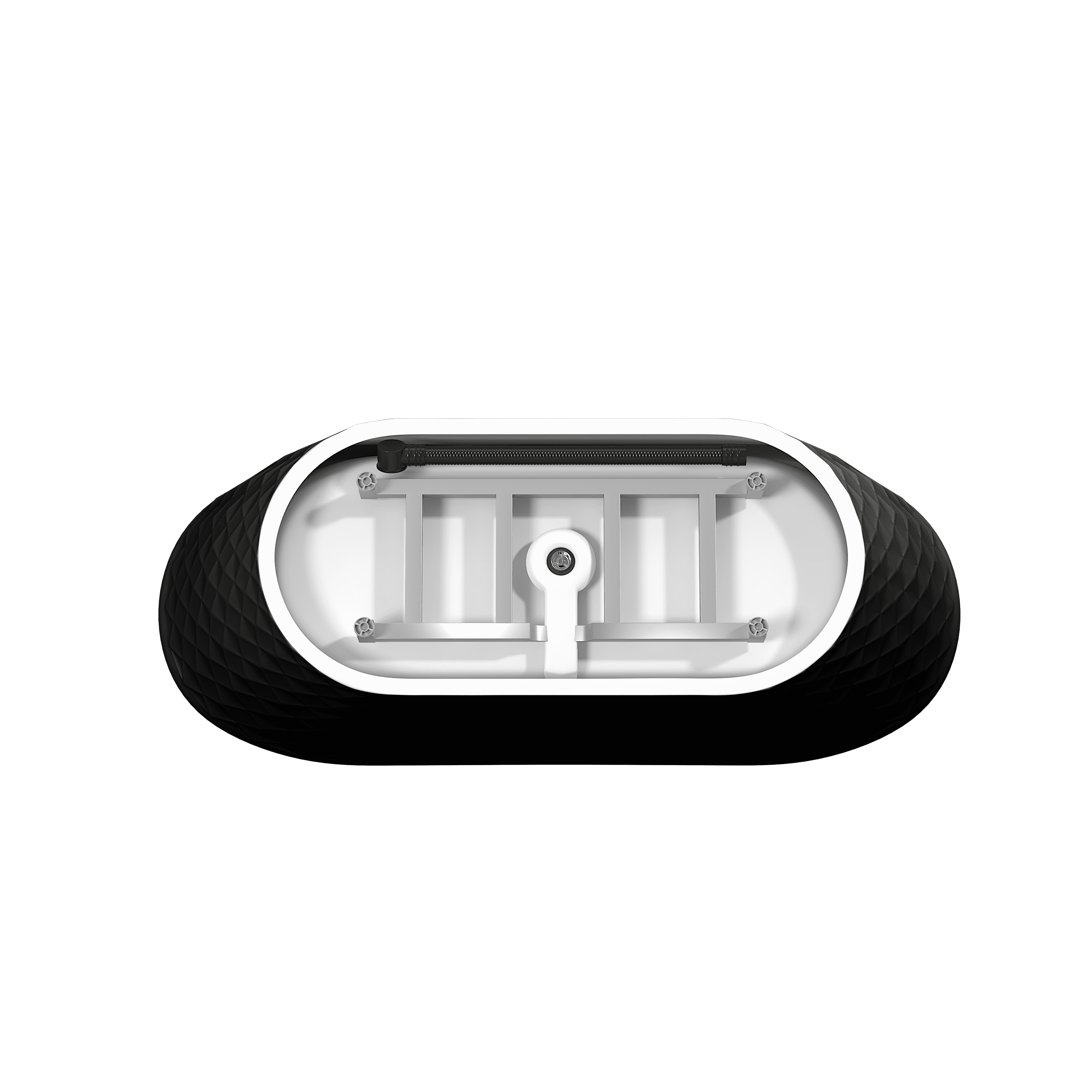 67'' acrylic freestanding bathtub with unique diamond pattern design: spacious oval shape, Black finish, brushed nickel overflow and pop-up drain CUPC Certificate