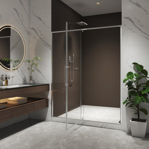 Pivot shower door 50-54 inch Brushed Nickel front view