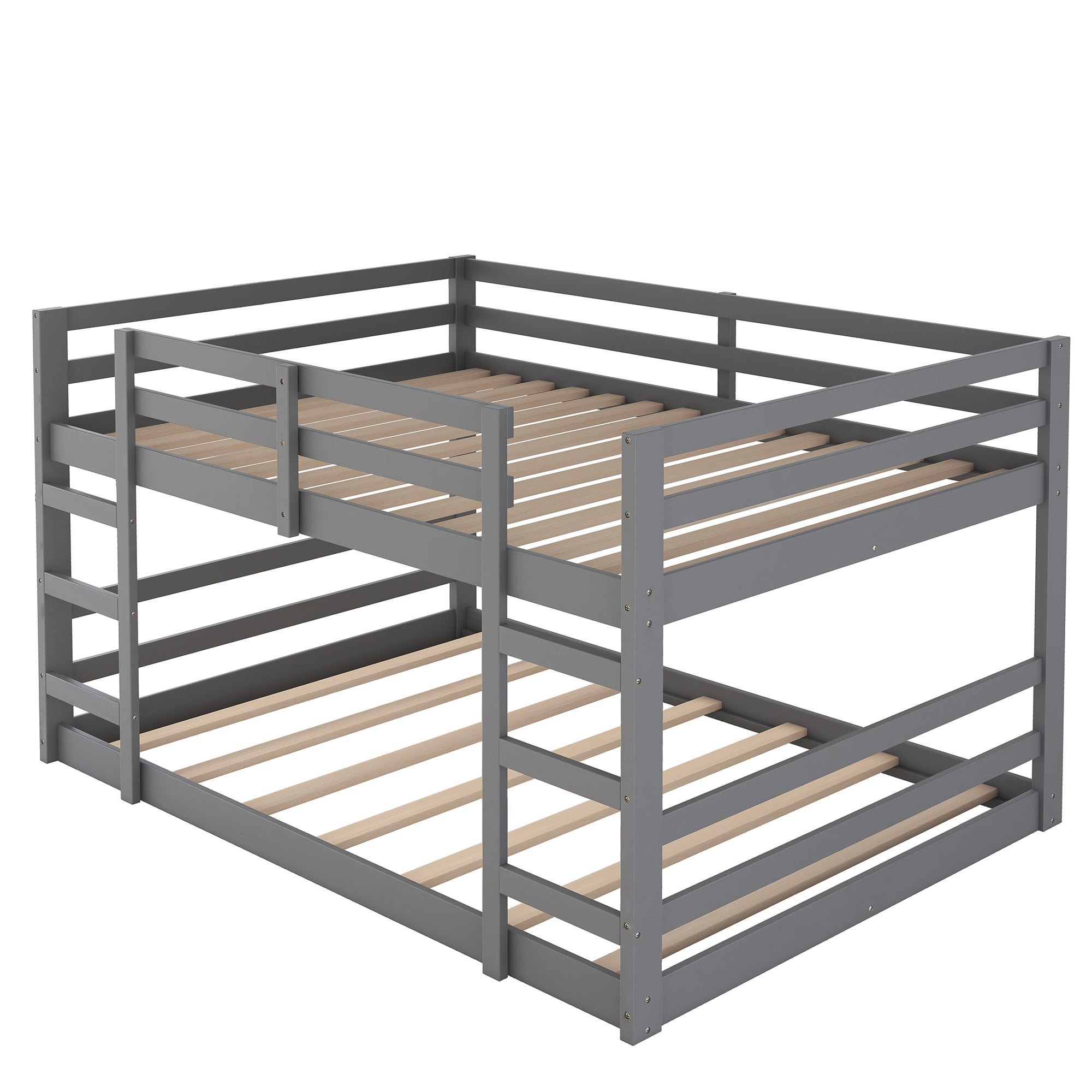 Full Over Full Bunk Bed with Ladder, Gray(OLD SKU:WF282788AAE)