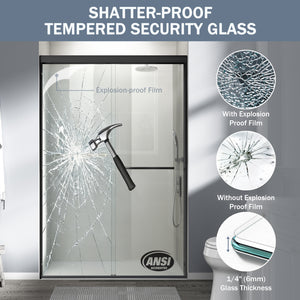 44-60 x 72 in Semi-Frameless Double Sliding Shower Door - 44-48 x 72 in / Matte Black view 3