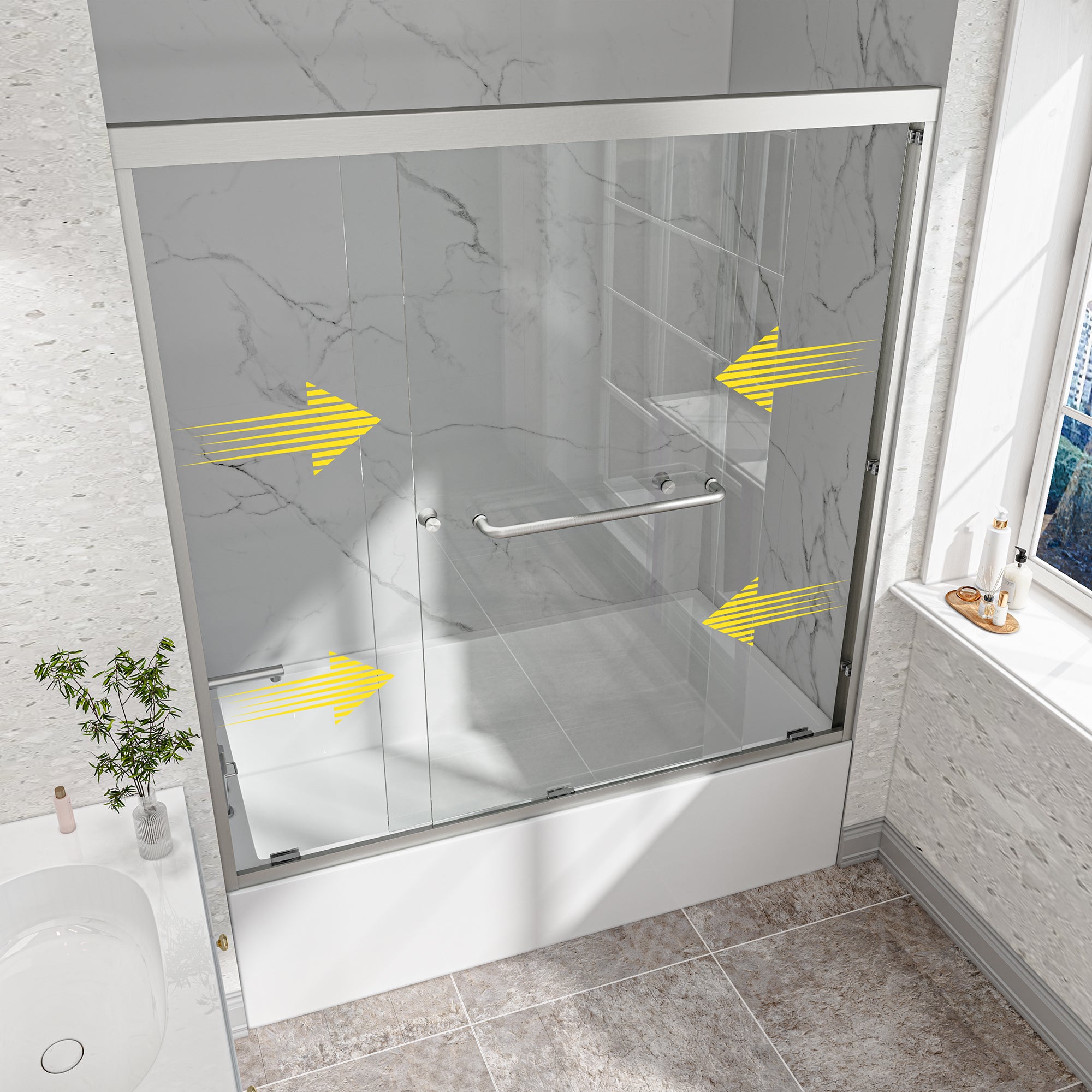 55-60 x 60 in Reversible Bathtub Door view 2
