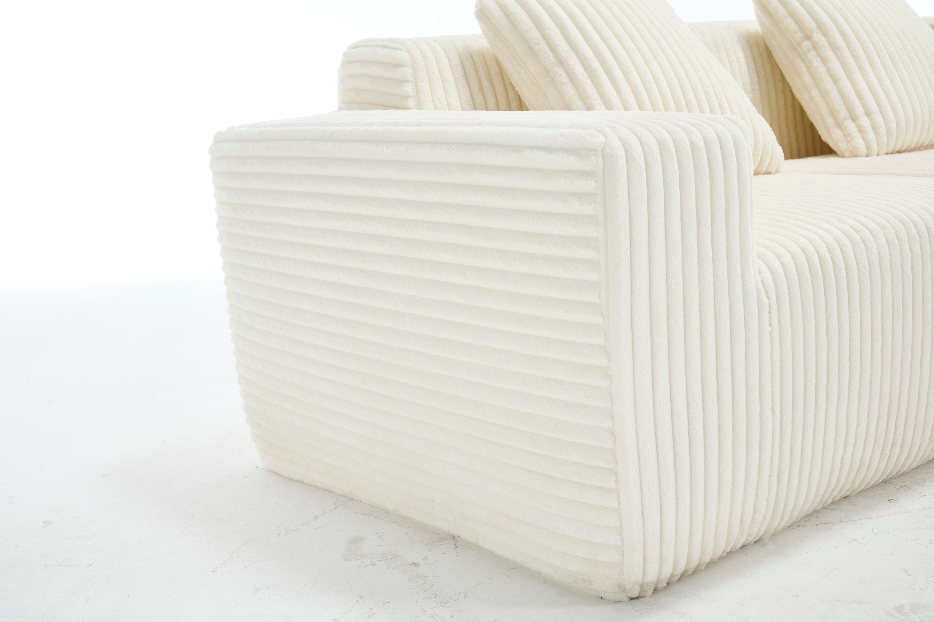 Modern Minimalist Modular Sectional Sofa,  L-Shape Upholstered Cloud Couch with Deep Seats, Right Facing Chaise for Living Room-White