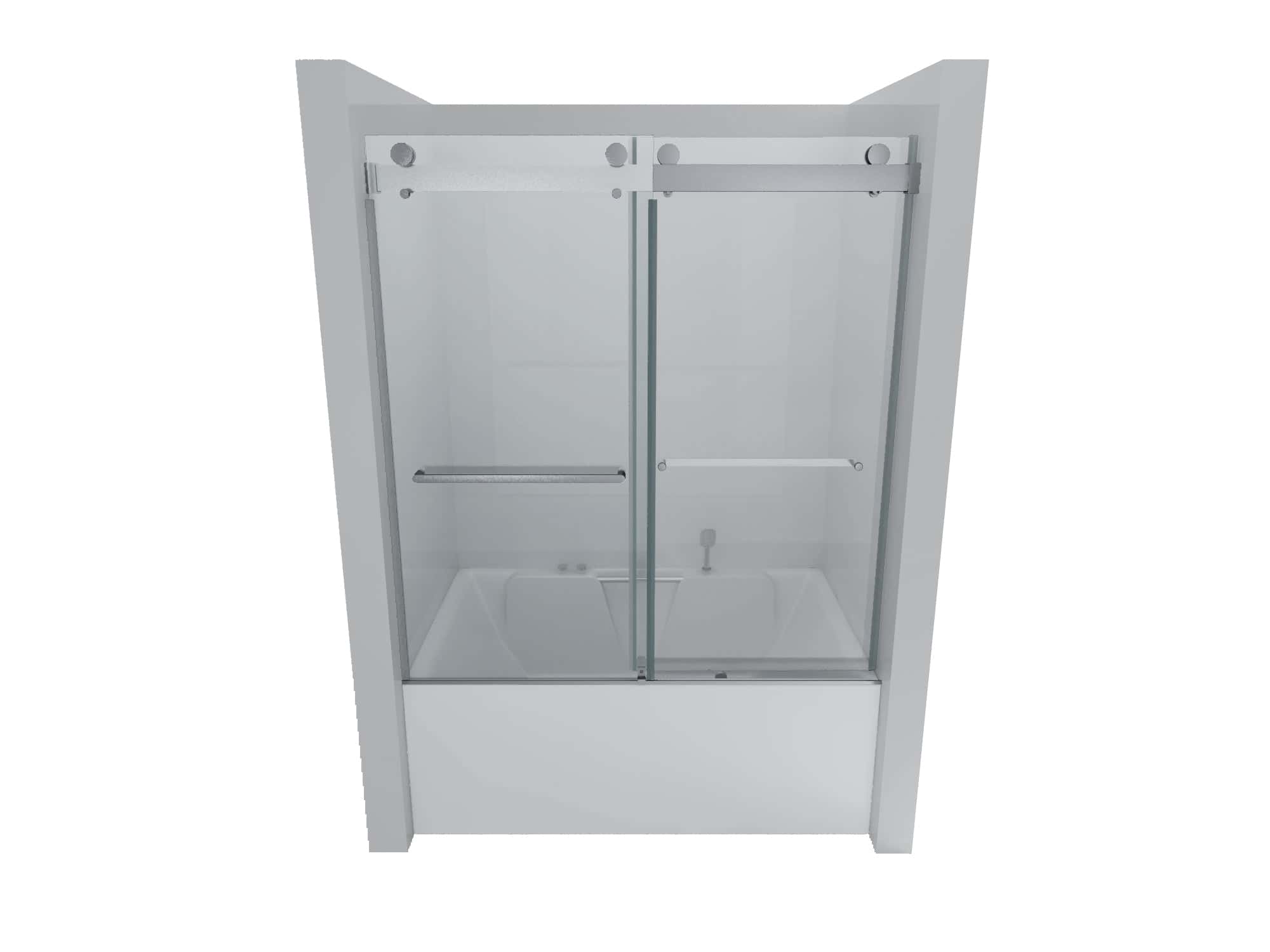 56-60"W x 65''H Frameless Double Sliding Tub Door, Bypass Tub Door Clear Glass Soft Closing in Chrome 23D02-T60C