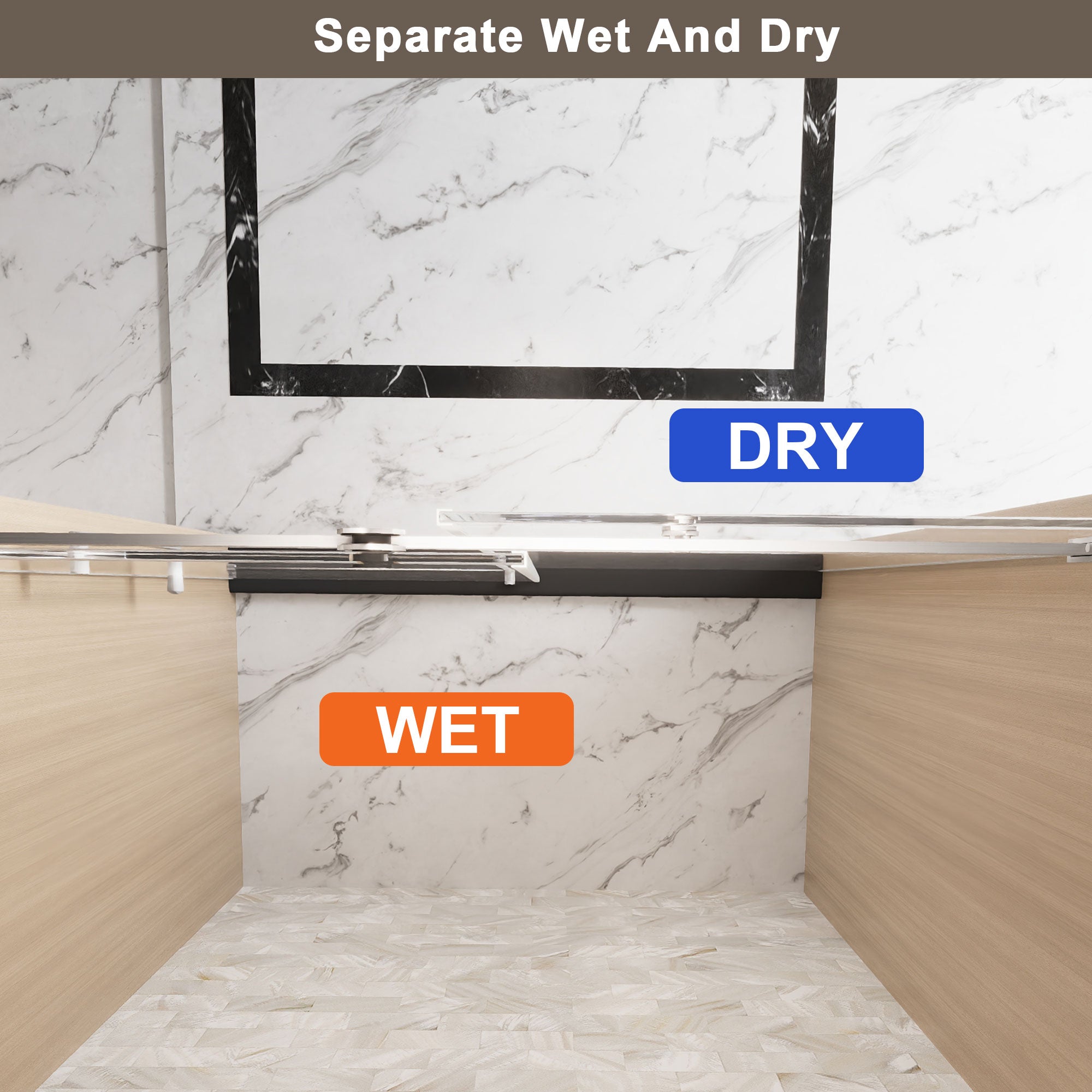 56-60 x 76 in Frameless Single Sliding Square-Tube Shower Door - 56-60 x 76 in / Brushed Nickel / Square Tube view 6