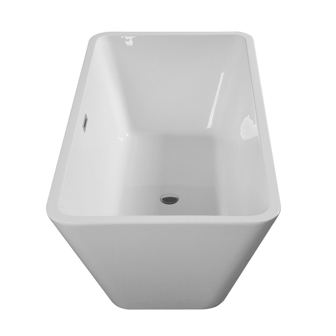 59"L x 30"W x 23"H Acrylic Rectangular Freestanding Bathtub, Contemporary Soaking White Tub with Brushed Nickel Overflow and Pop-up Drain, cUPC Certified, Glossy White 23A01-60