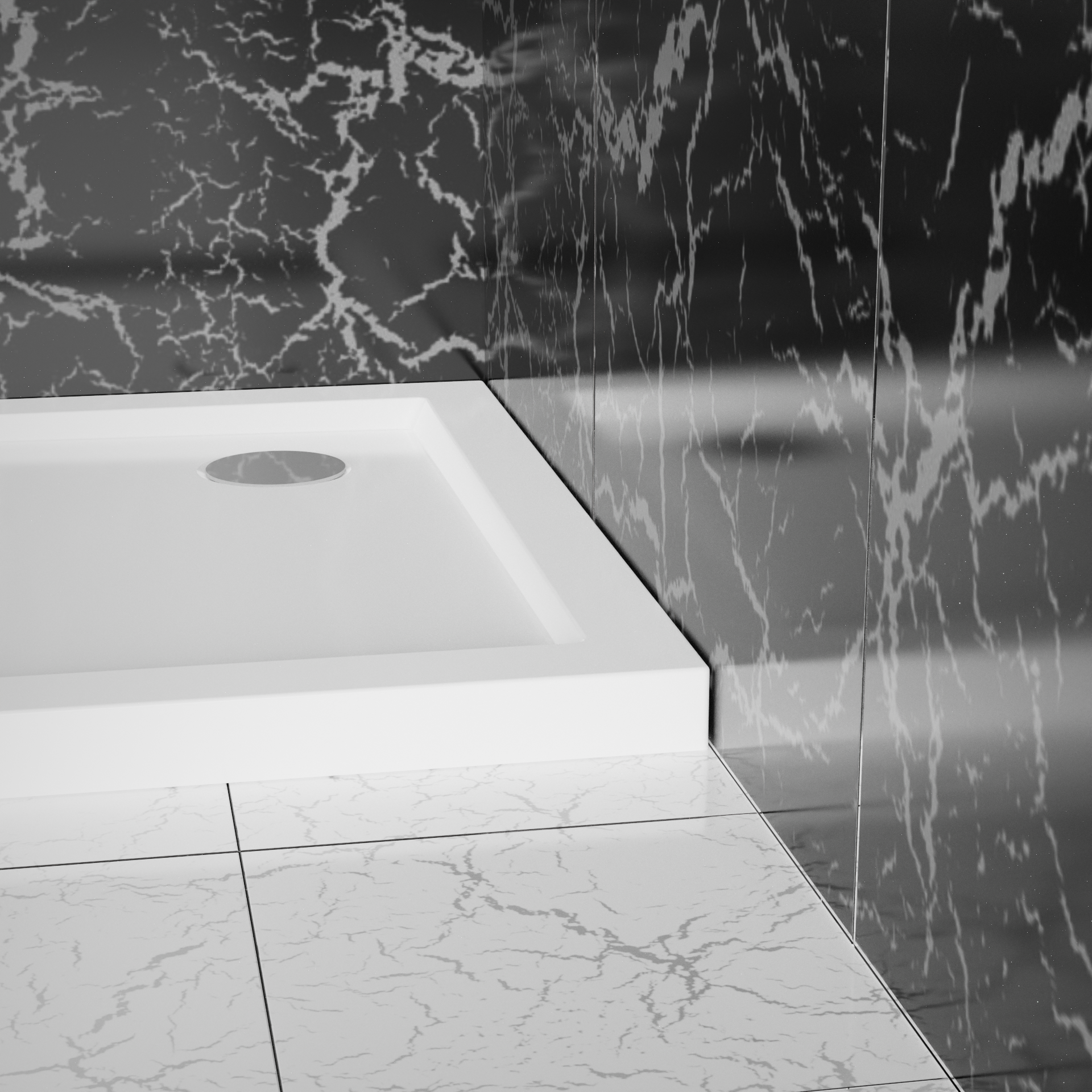 Goodyo 32"x32" in Corner Drain Shower Base White