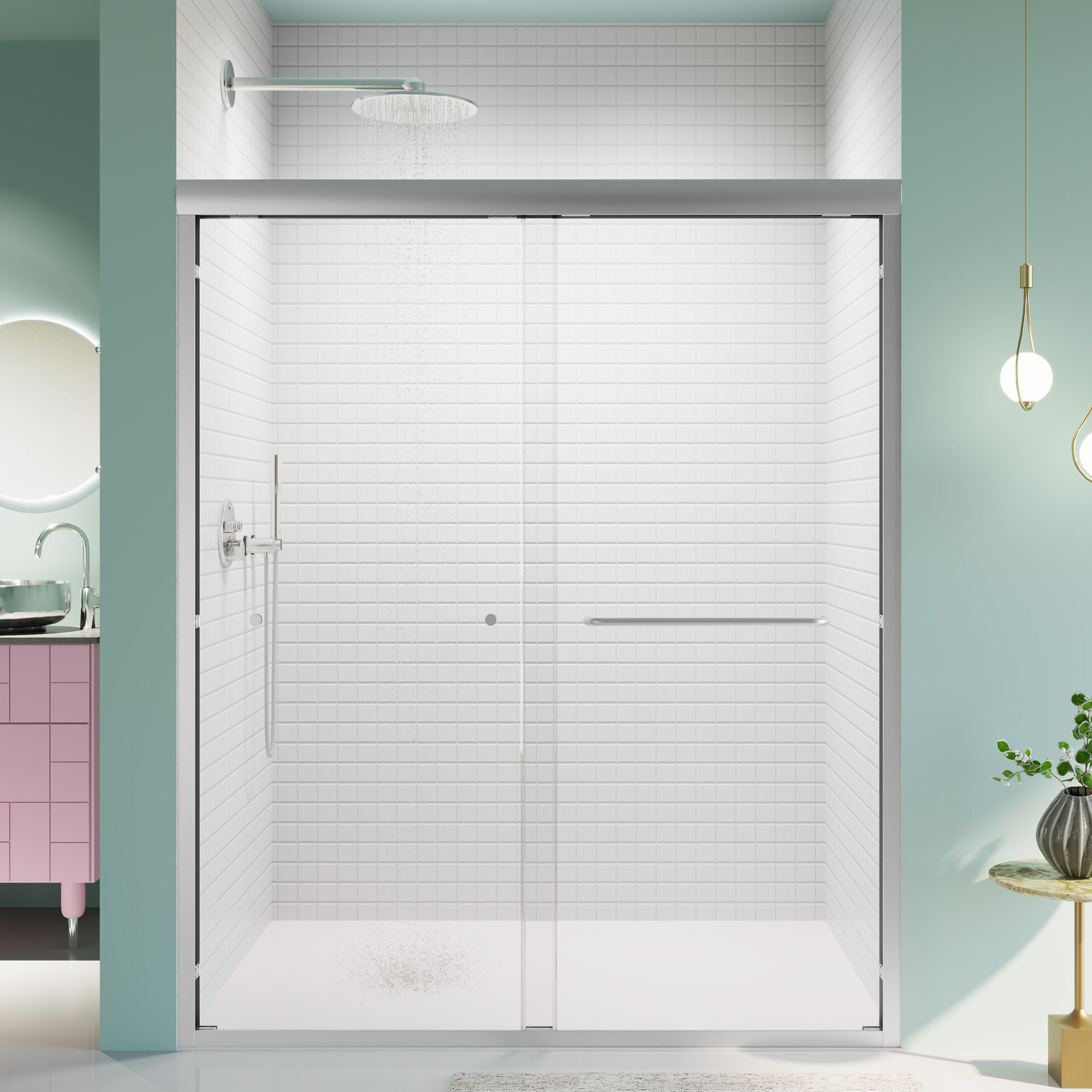 56-60 x 72 in bypass shower door in Chrome
